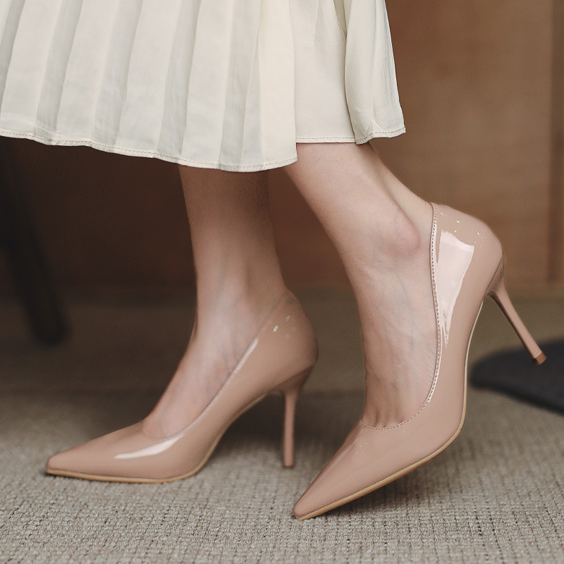 Women Slip On Pointed Toe Patent Leather High Stiletto Heels Office OL Pumps - Bild 23 von 25