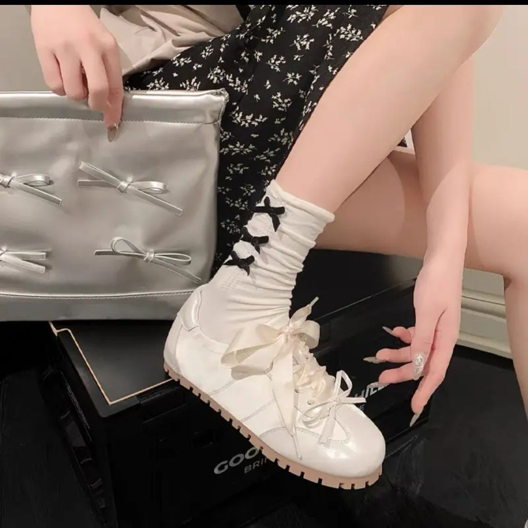 Schleife weiche Sohlen rosa Ballettschuhe deutsche Trainingsschuhe weiß Schuhe - Bild 12 von 13