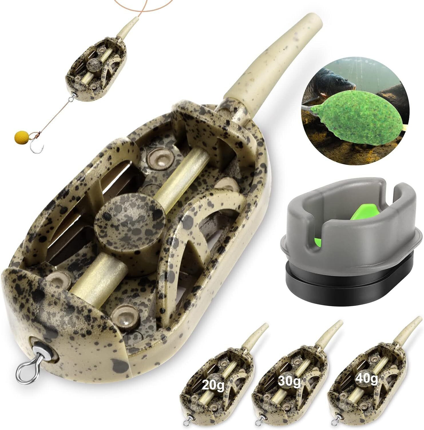 Fishing Inline Method Feeders 20g-60g For Pellet Ground Bait Coarse Carp Tackle - Picture 9 of 10