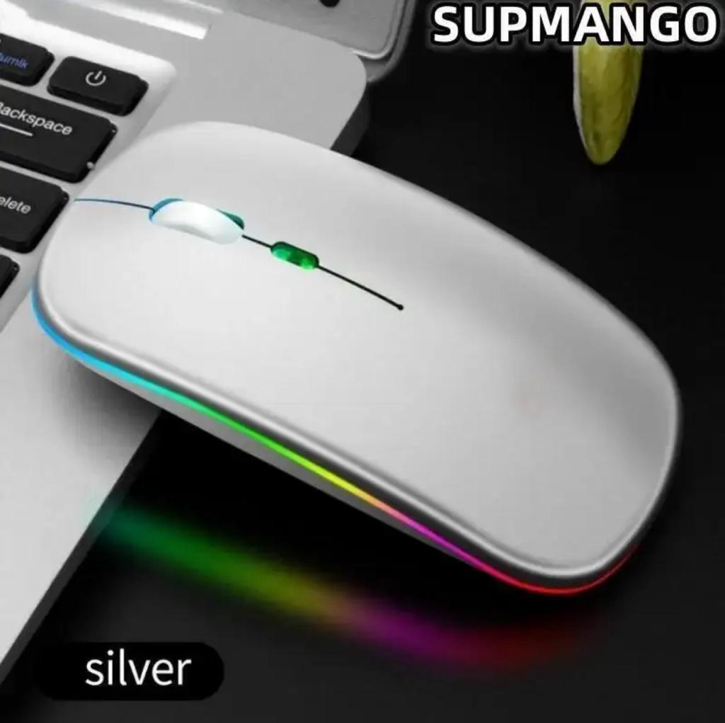 Ultra-thin Silent Rechargeable Wireless Mouse with RGB LED for MacBook Laptop PC - Picture 11 of 12