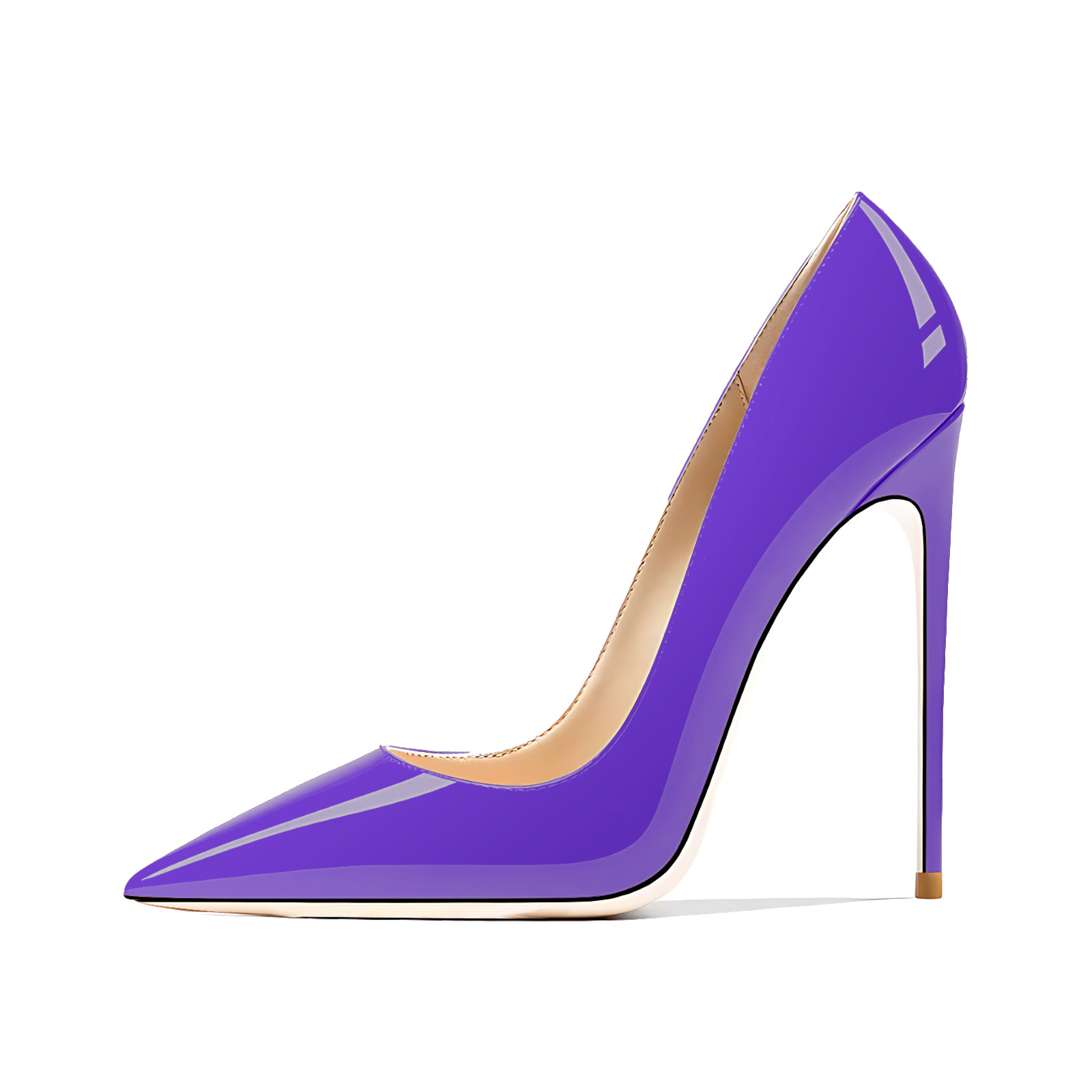 Ladies High Heel Stiletto Shoes 12cm Pointed Toe Court Style Patent Leather Shoe - Picture 30 of 36
