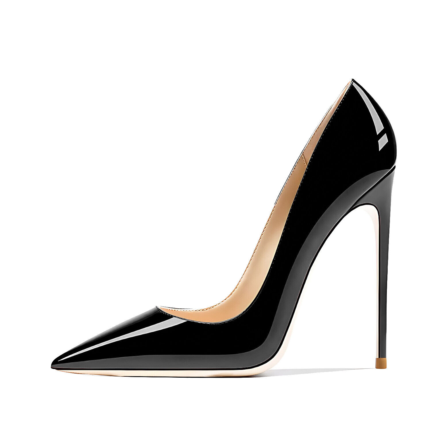 Ladies High Heel Stiletto Shoes 12cm Pointed Toe Court Style Patent Leather Shoe - Picture 25 of 36