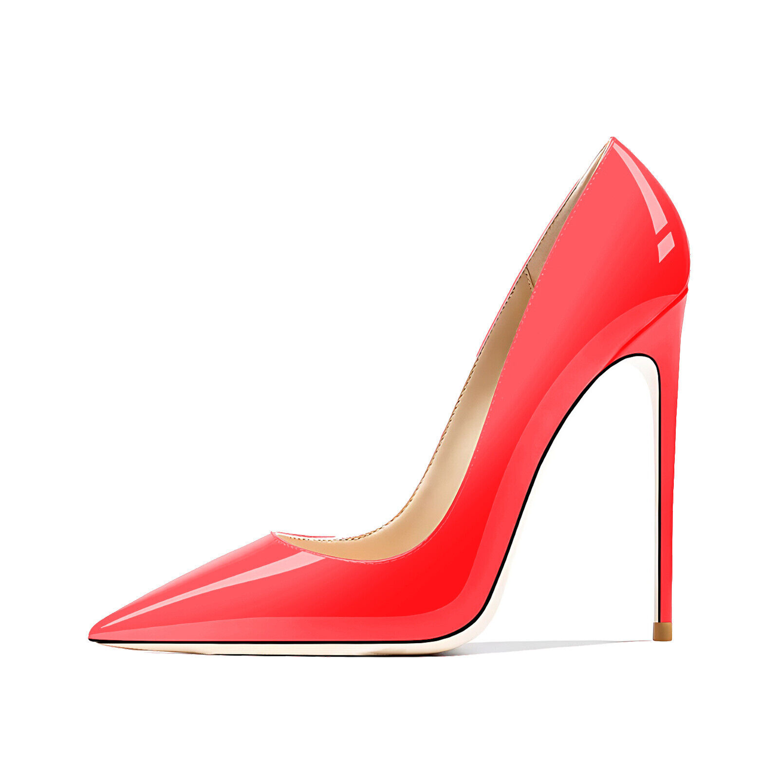 Ladies High Heel Stiletto Shoes 12cm Pointed Toe Court Style Patent Leather Shoe - Picture 26 of 36