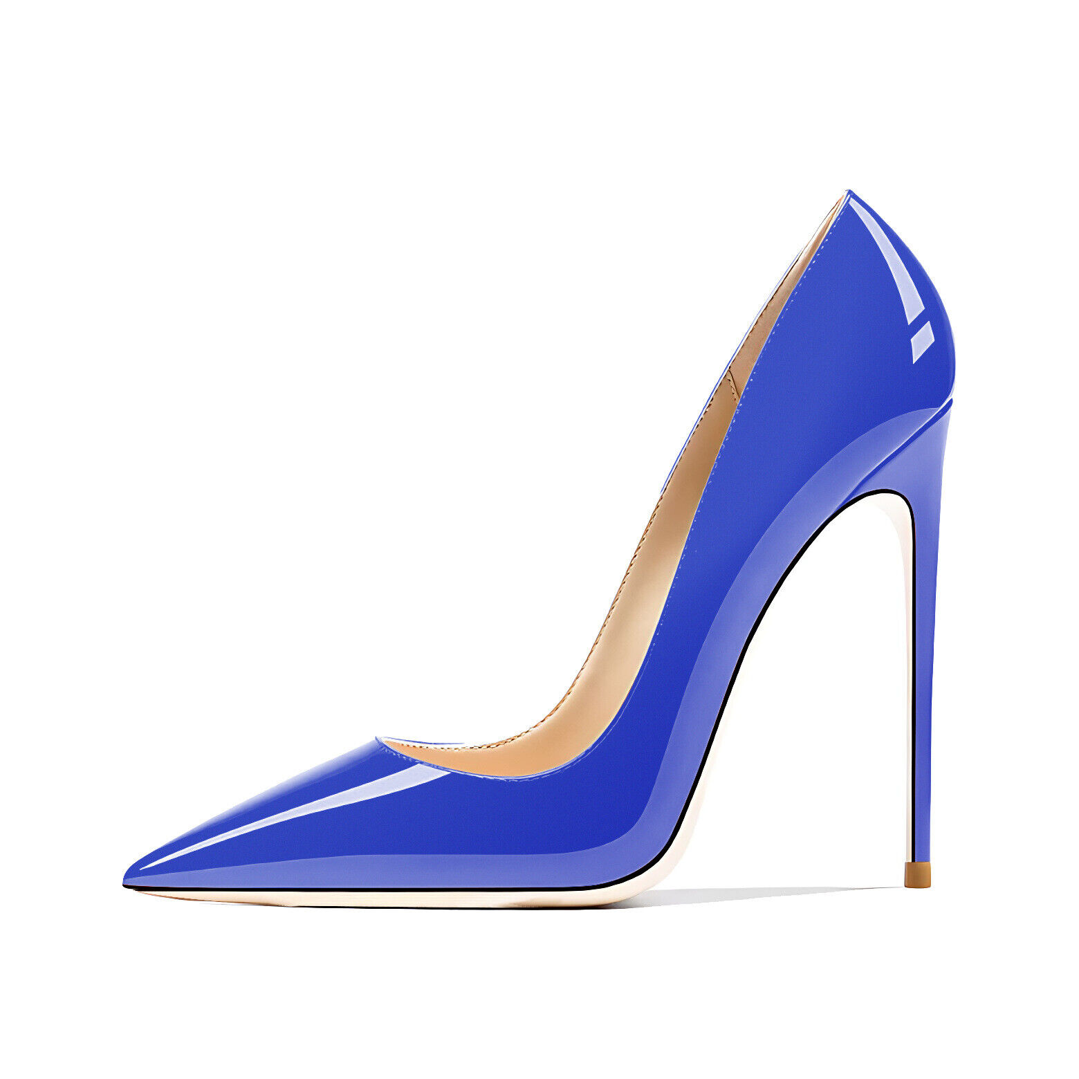 Ladies High Heel Stiletto Shoes 12cm Pointed Toe Court Style Patent Leather Shoe - Picture 31 of 36