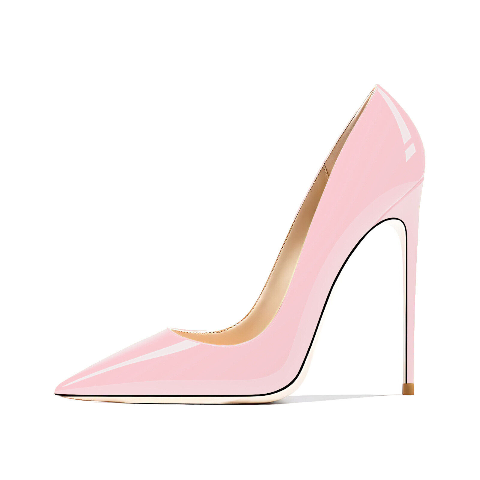 Ladies High Heel Stiletto Shoes 12cm Pointed Toe Court Style Patent Leather Shoe - Picture 32 of 36