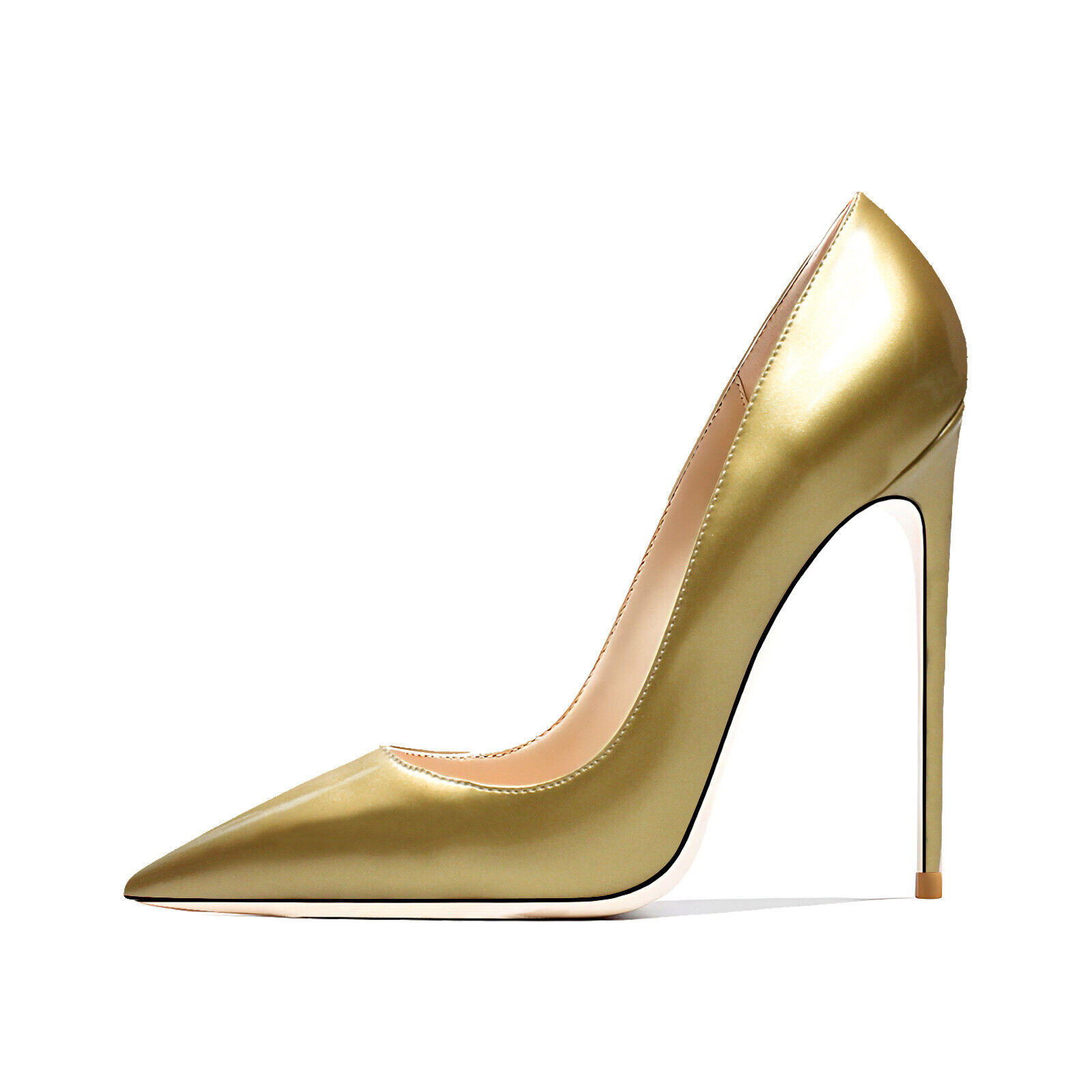 Ladies High Heel Stiletto Shoes 12cm Pointed Toe Court Style Patent Leather Shoe - Picture 33 of 36