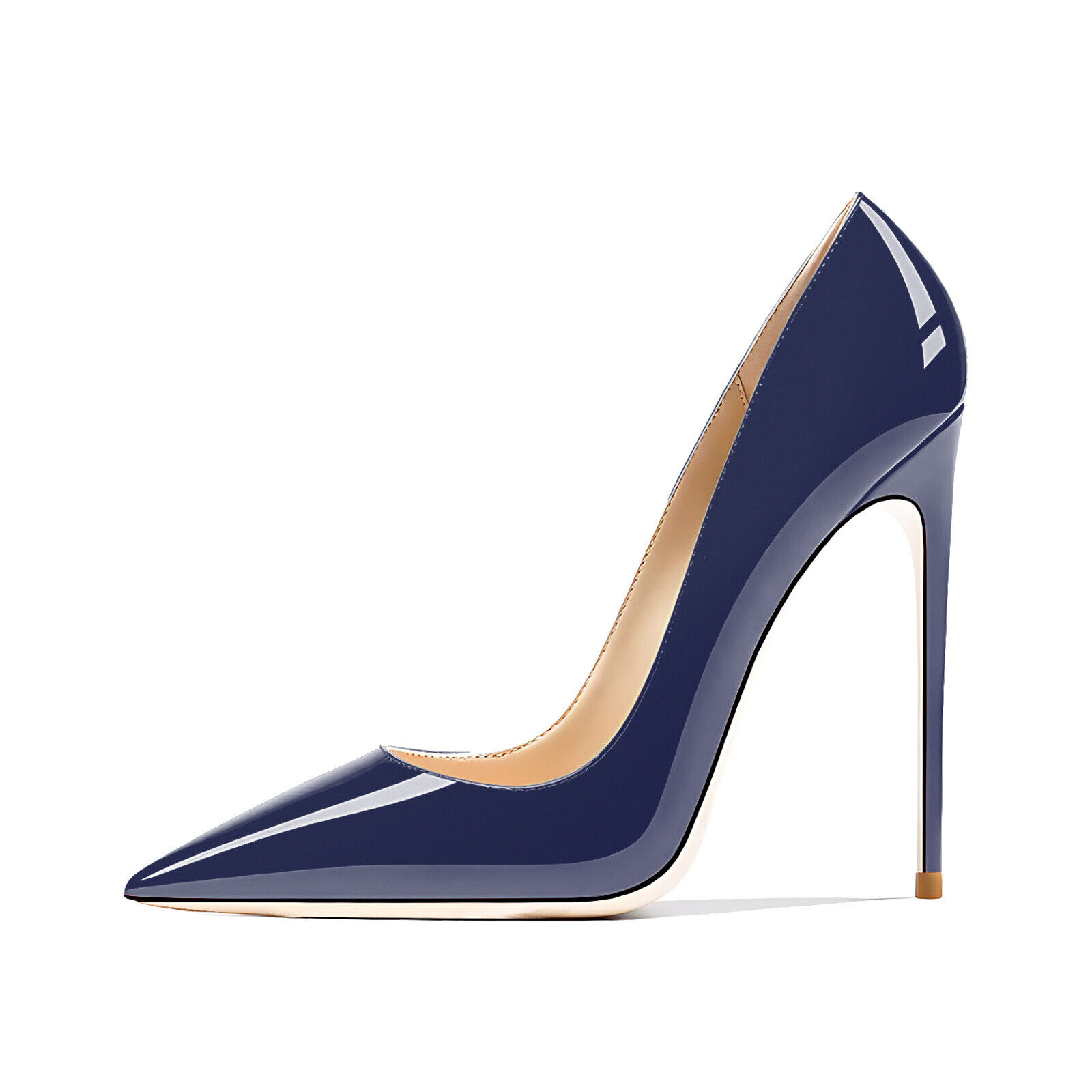 Ladies High Heel Stiletto Shoes 12cm Pointed Toe Court Style Patent Leather Shoe - Picture 36 of 36