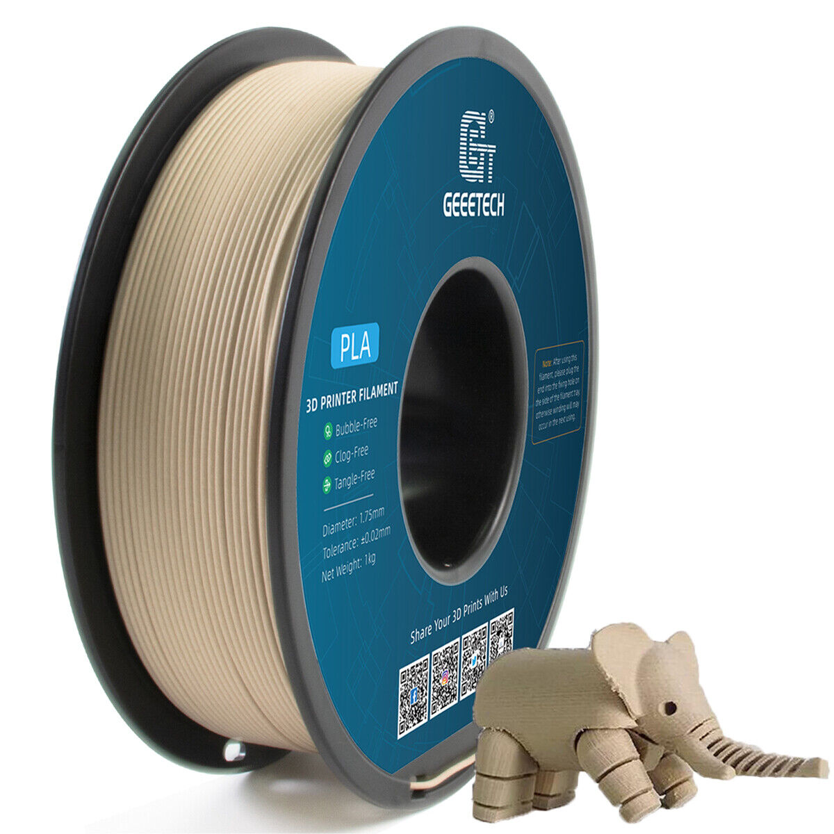 Geeetech 3D Printer Filament Wood PLA 1kg/Roll 1.75mm Smooth Printing Filament - Picture 10 of 14