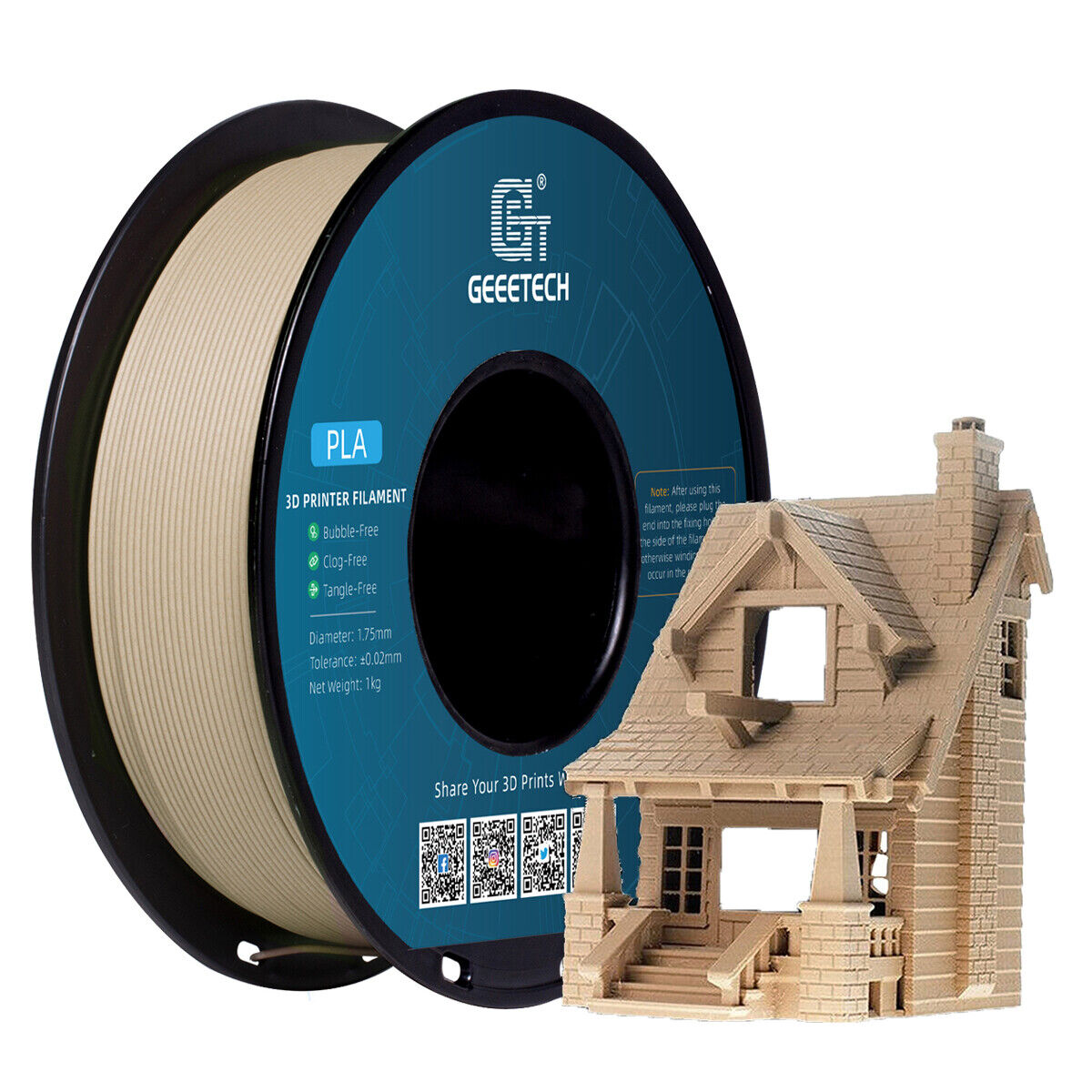 Geeetech 3D Printer Filament Wood PLA 1kg/Roll 1.75mm Smooth Printing Filament - Picture 11 of 14
