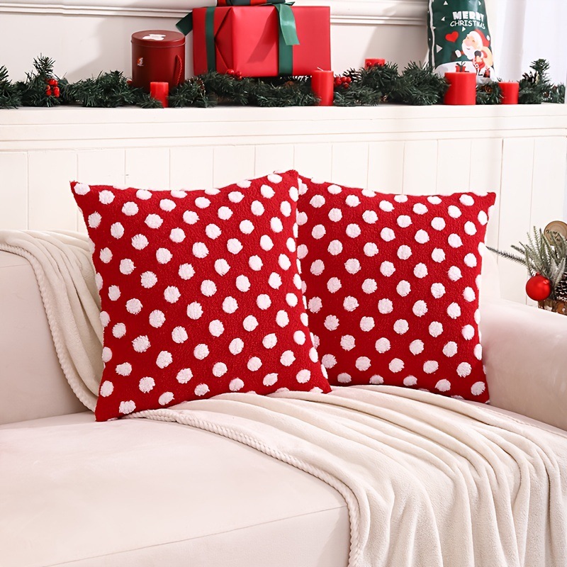 Cross-Border Cushion Cover with Plush Polka Dot Lumbar Support - Picture 16 of 19
