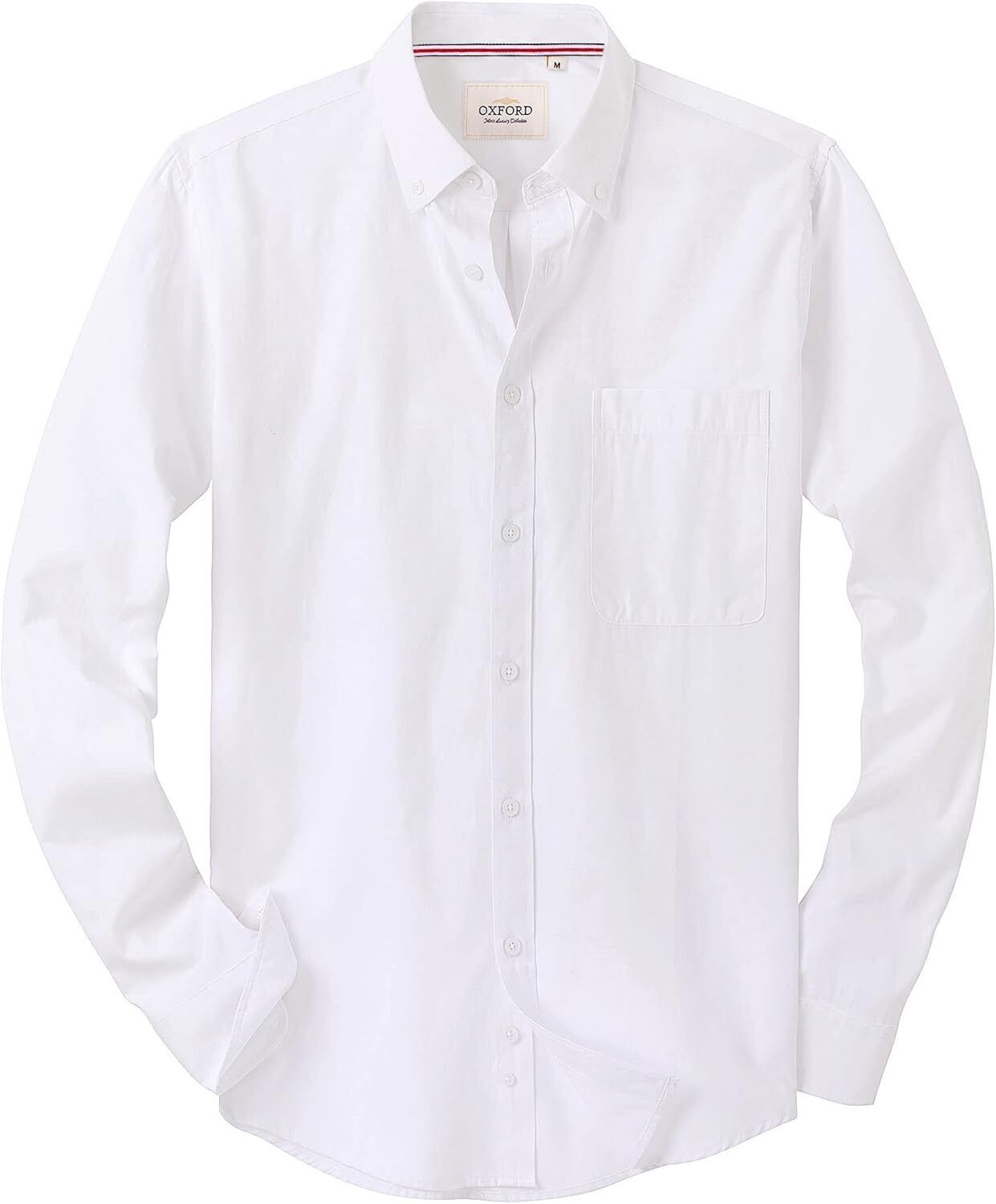 Men's Oxford Button-Down Long Sleeve Work Casual Shirt with Pocket - Picture 25 of 241