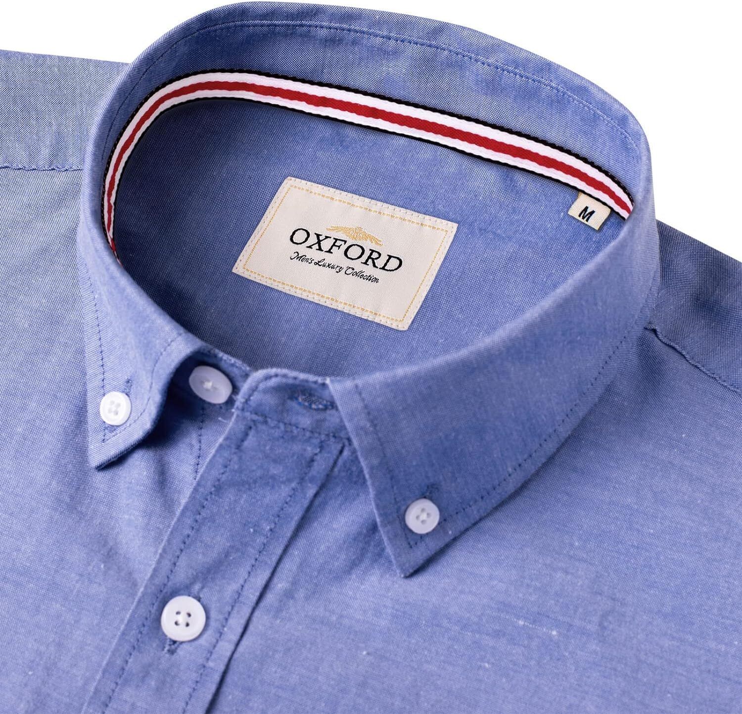 Men's Oxford Button-Down Long Sleeve Work Casual Shirt with Pocket - Picture 30 of 241