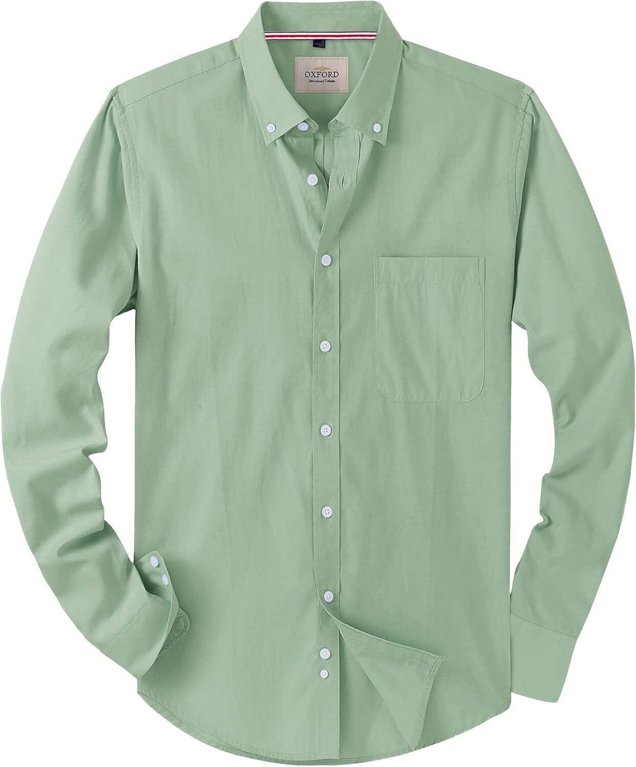 Men's Oxford Button-Down Long Sleeve Work Casual Shirt with Pocket - Picture 39 of 241