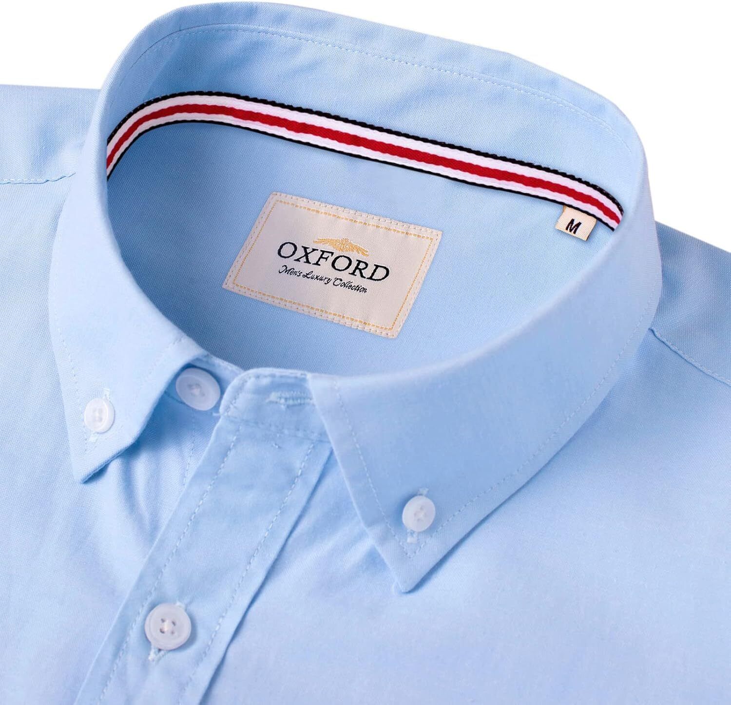 Men's Oxford Button-Down Long Sleeve Work Casual Shirt with Pocket - Picture 47 of 241