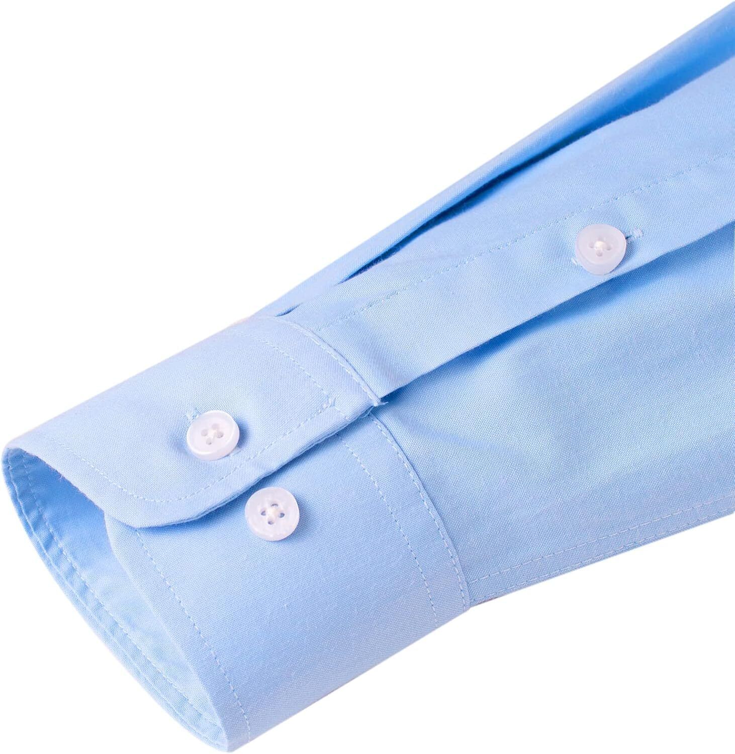 Men's Oxford Button-Down Long Sleeve Work Casual Shirt with Pocket - Picture 51 of 241
