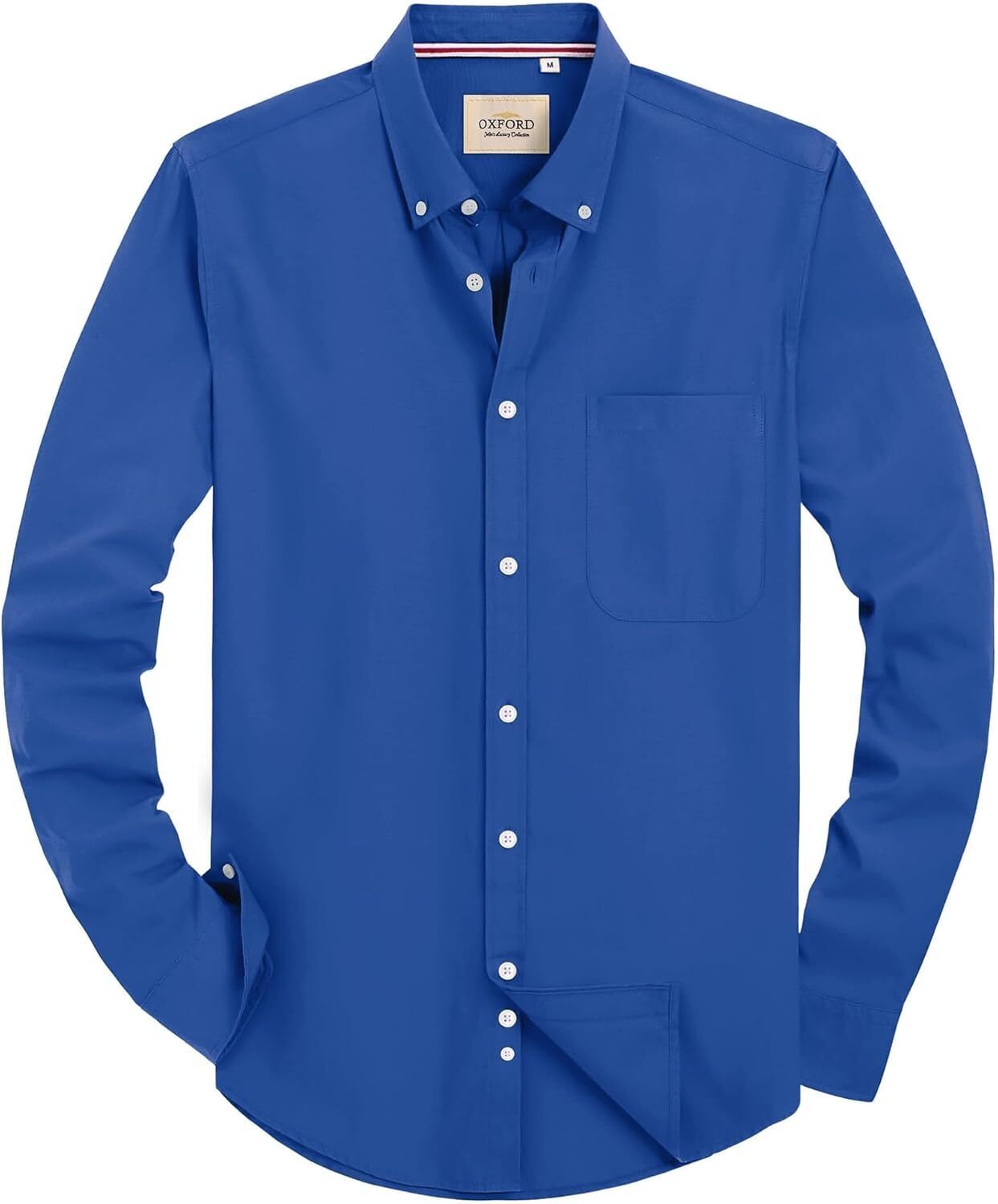 Men's Oxford Button-Down Long Sleeve Work Casual Shirt with Pocket - Picture 53 of 241