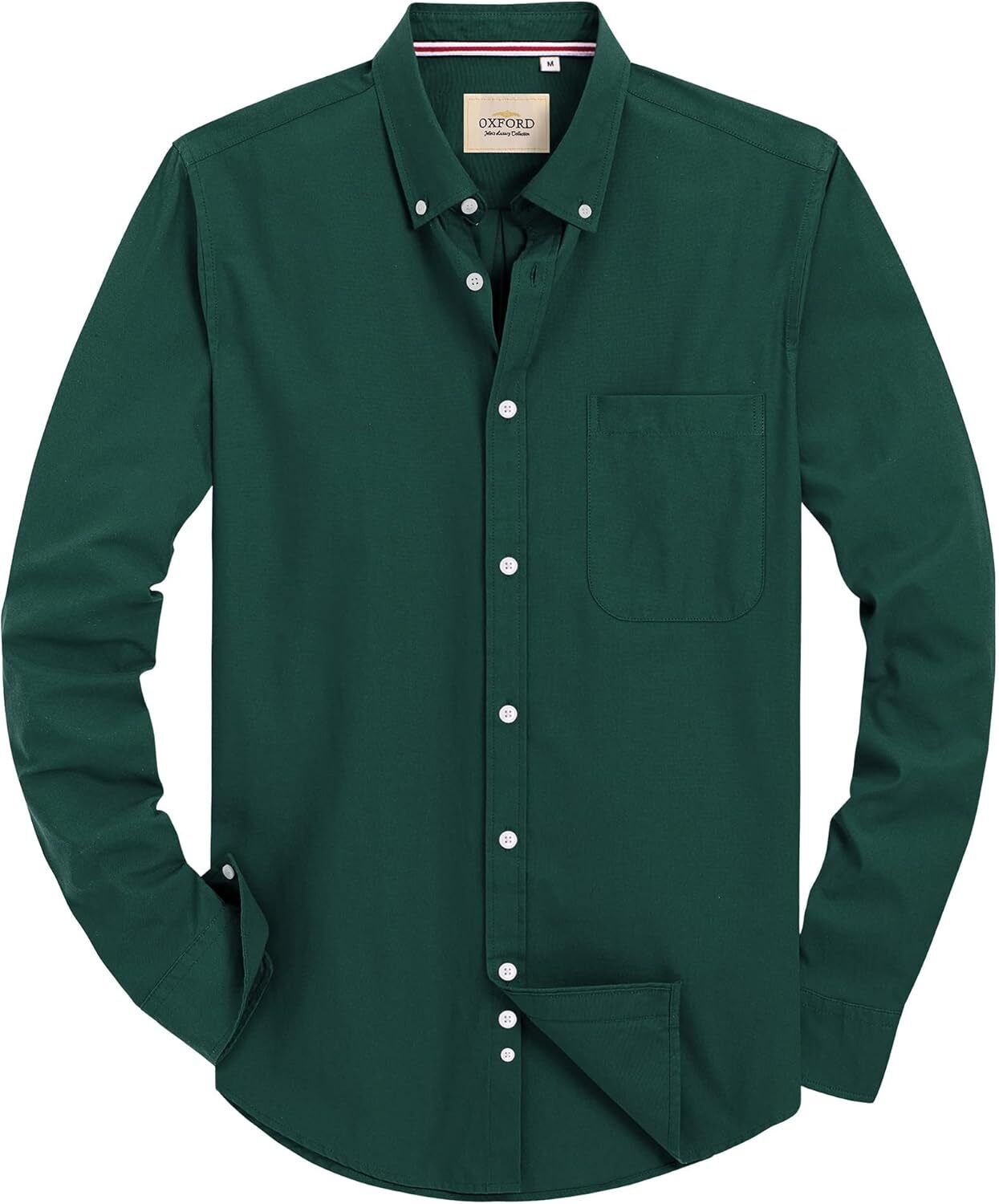 Men's Oxford Button-Down Long Sleeve Work Casual Shirt with Pocket - Picture 62 of 241