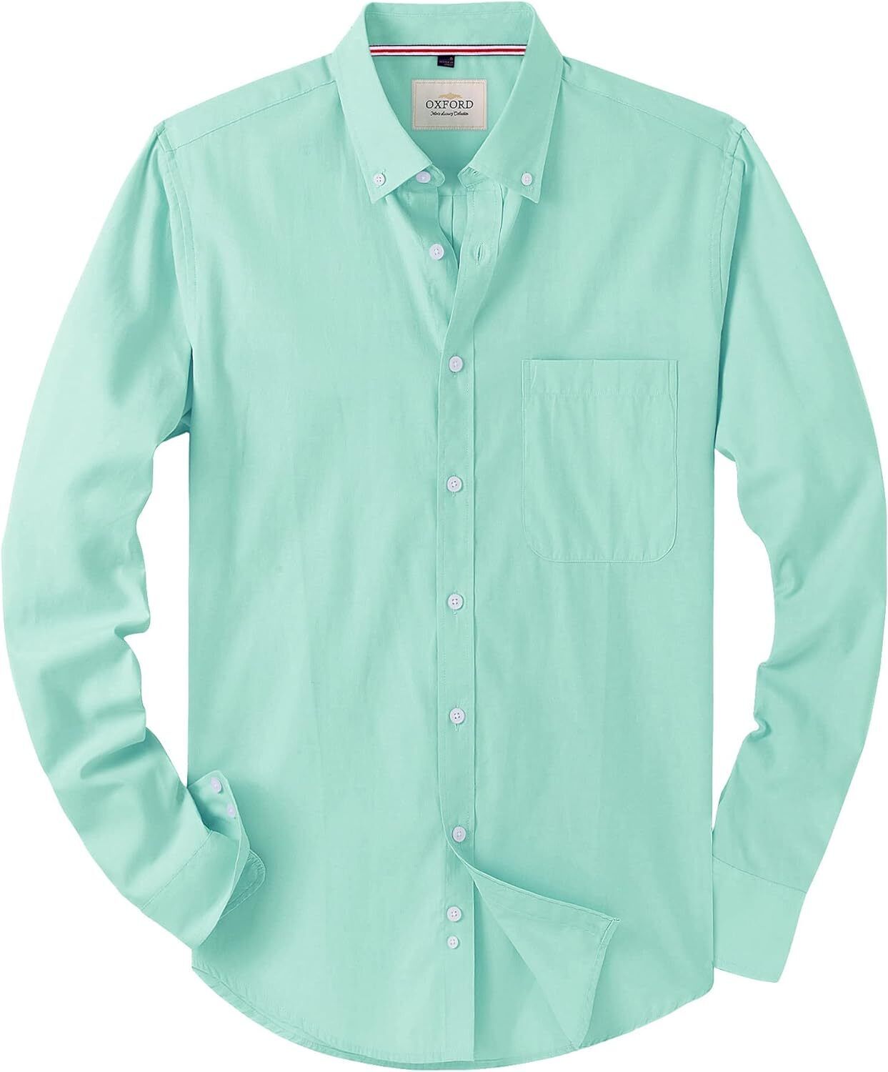 Men's Oxford Button-Down Long Sleeve Work Casual Shirt with Pocket - Picture 79 of 241