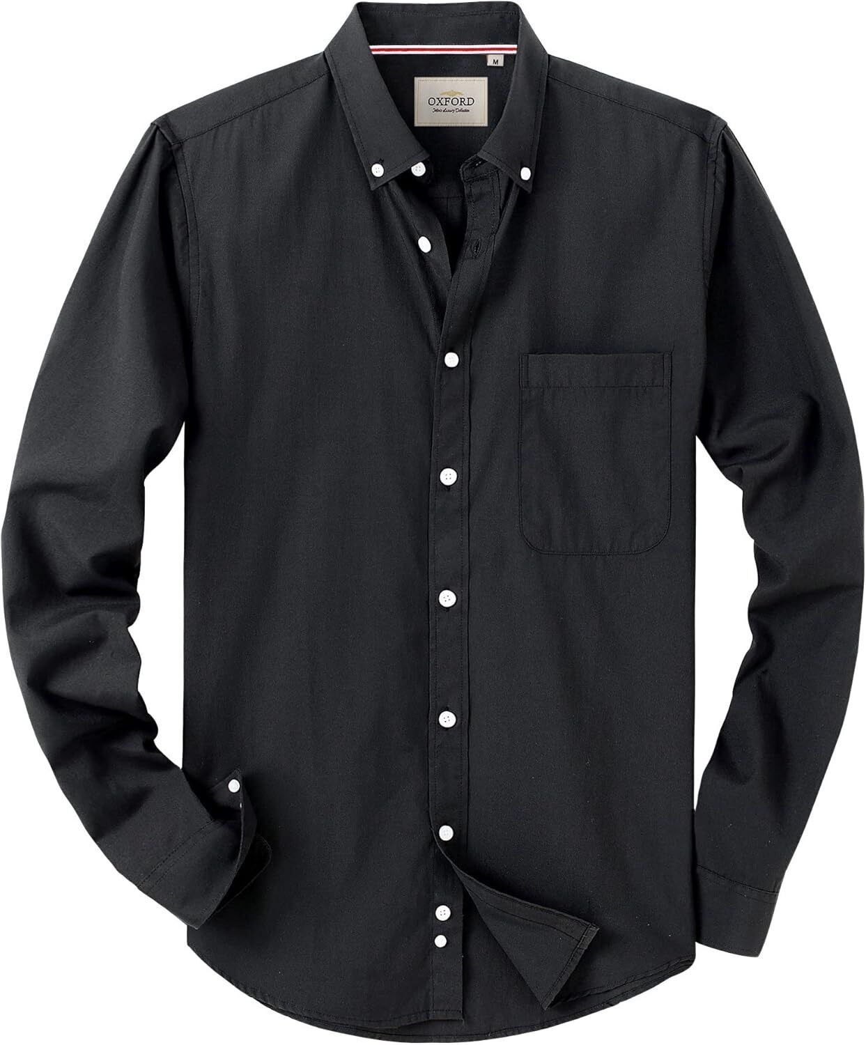 Men's Oxford Button-Down Long Sleeve Work Casual Shirt with Pocket - Picture 86 of 241