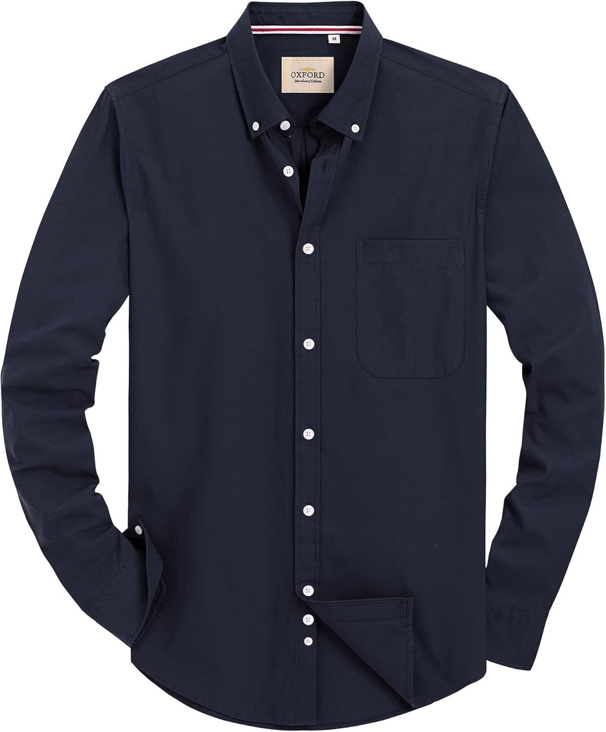 Men's Oxford Button-Down Long Sleeve Work Casual Shirt with Pocket - Picture 97 of 241