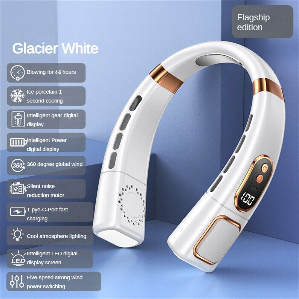 12000mAh Bladeless Lazy Neck Fan Portable USB Rechargeable Mini Hanging Cooler - Picture 20 of 23