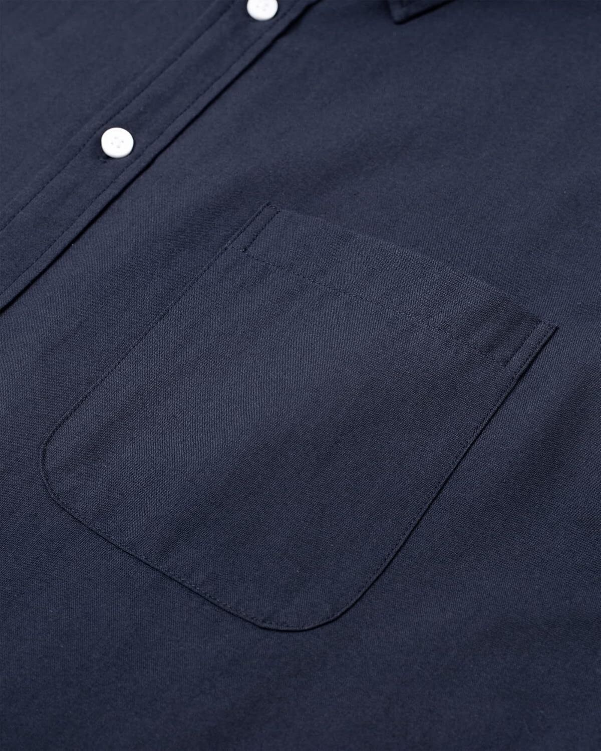 Men's Oxford Button-Down Long Sleeve Work Casual Shirt with Pocket - Picture 100 of 241