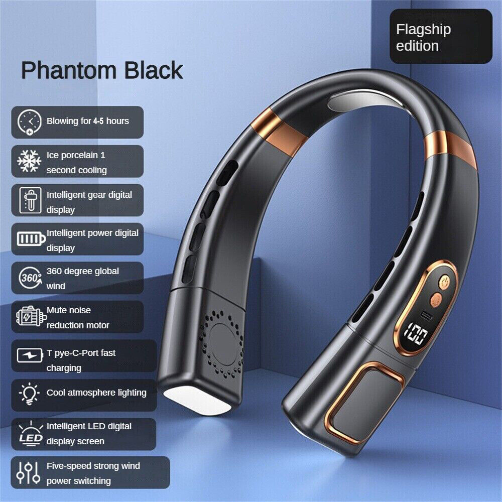 12000mAh Bladeless Lazy Neck Fan Portable USB Rechargeable Mini Hanging Cooler - Picture 21 of 23