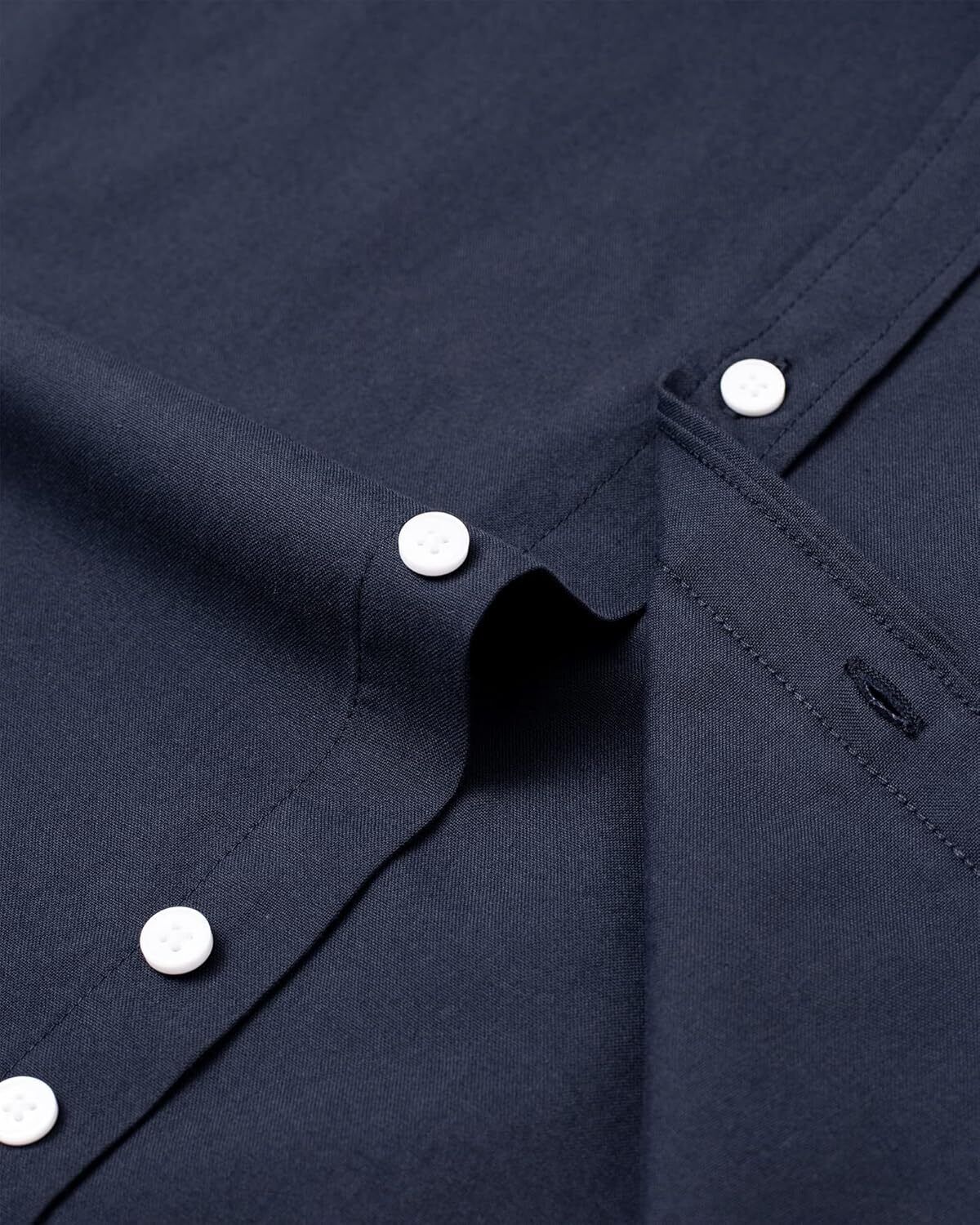 Men's Oxford Button-Down Long Sleeve Work Casual Shirt with Pocket - Picture 101 of 241
