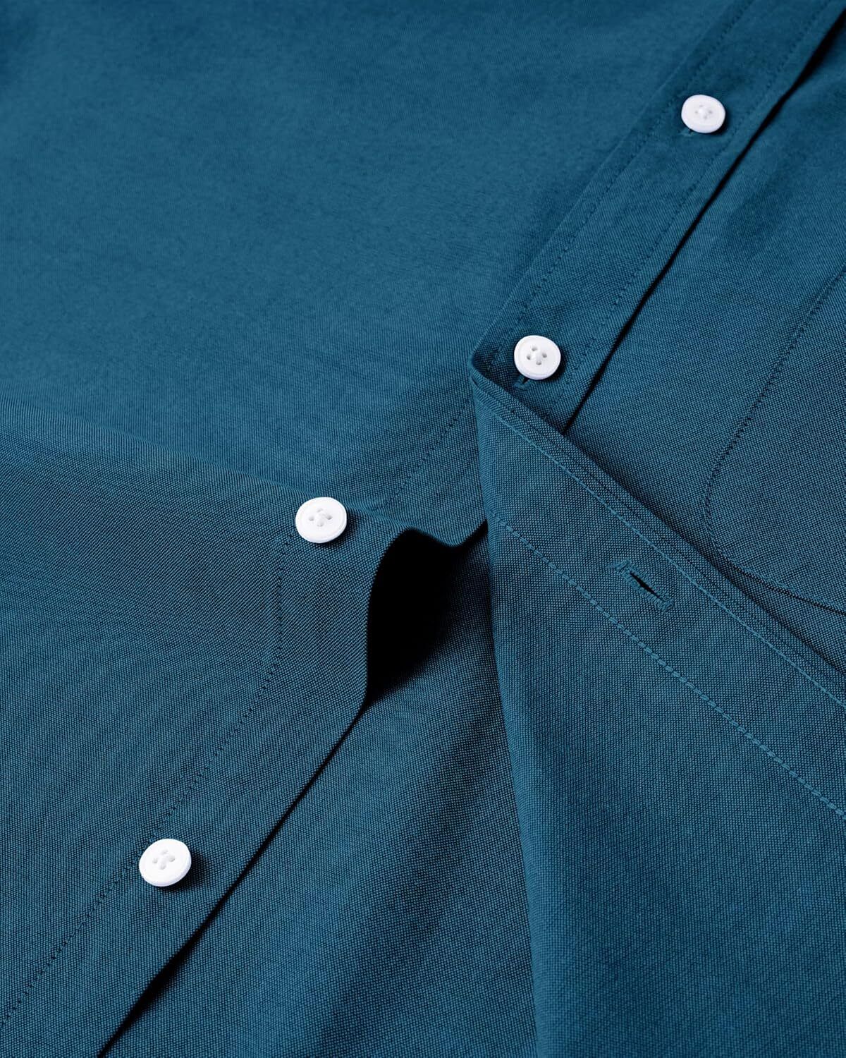 Men's Oxford Button-Down Long Sleeve Work Casual Shirt with Pocket - Picture 113 of 241