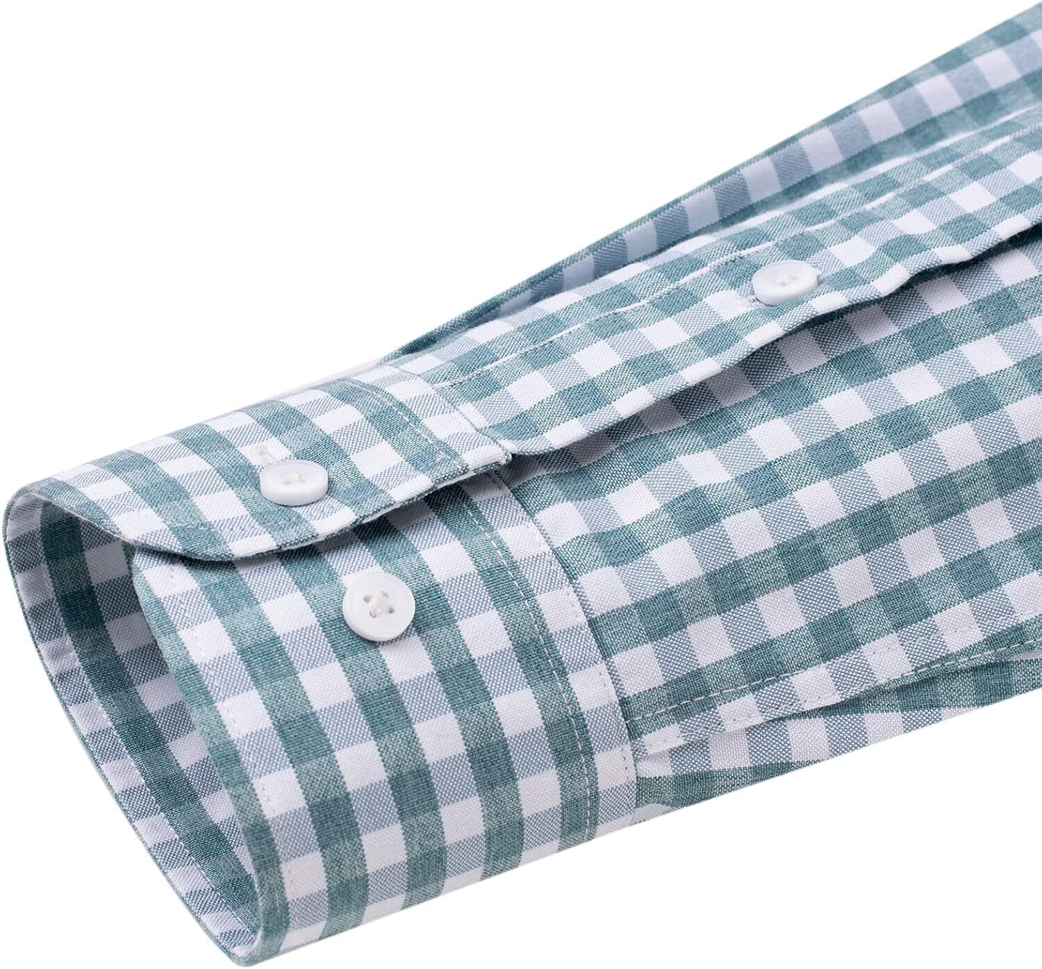 Men's Oxford Button-Down Long Sleeve Work Casual Shirt with Pocket - Picture 128 of 241