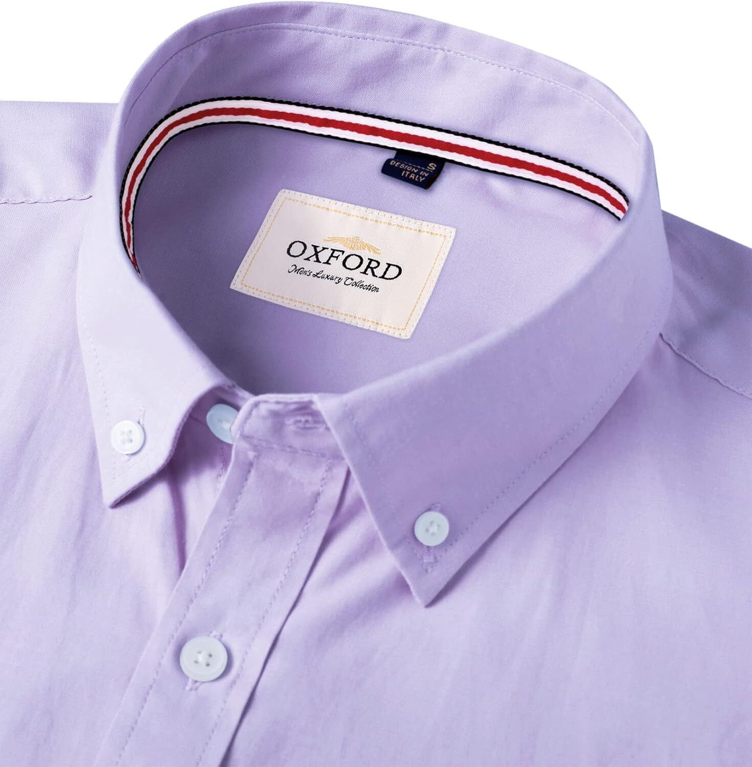 Men's Oxford Button-Down Long Sleeve Work Casual Shirt with Pocket - Picture 131 of 241