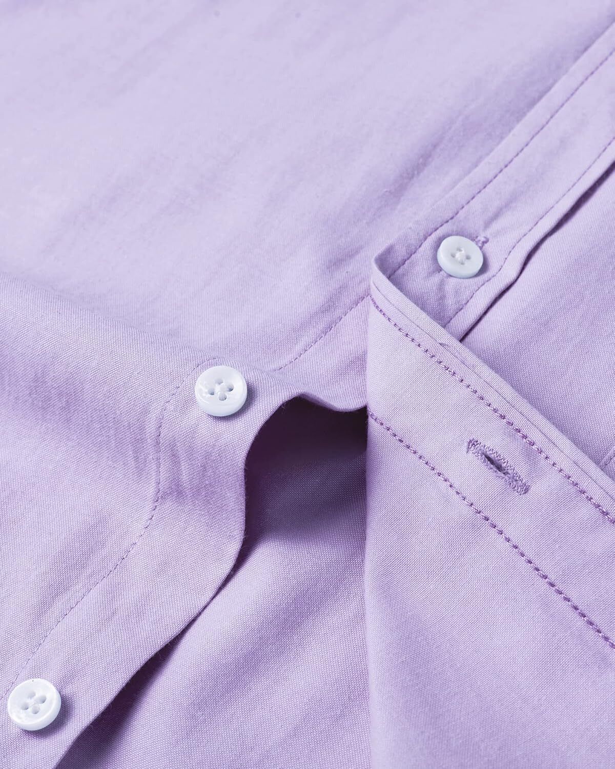 Men's Oxford Button-Down Long Sleeve Work Casual Shirt with Pocket - Picture 133 of 241