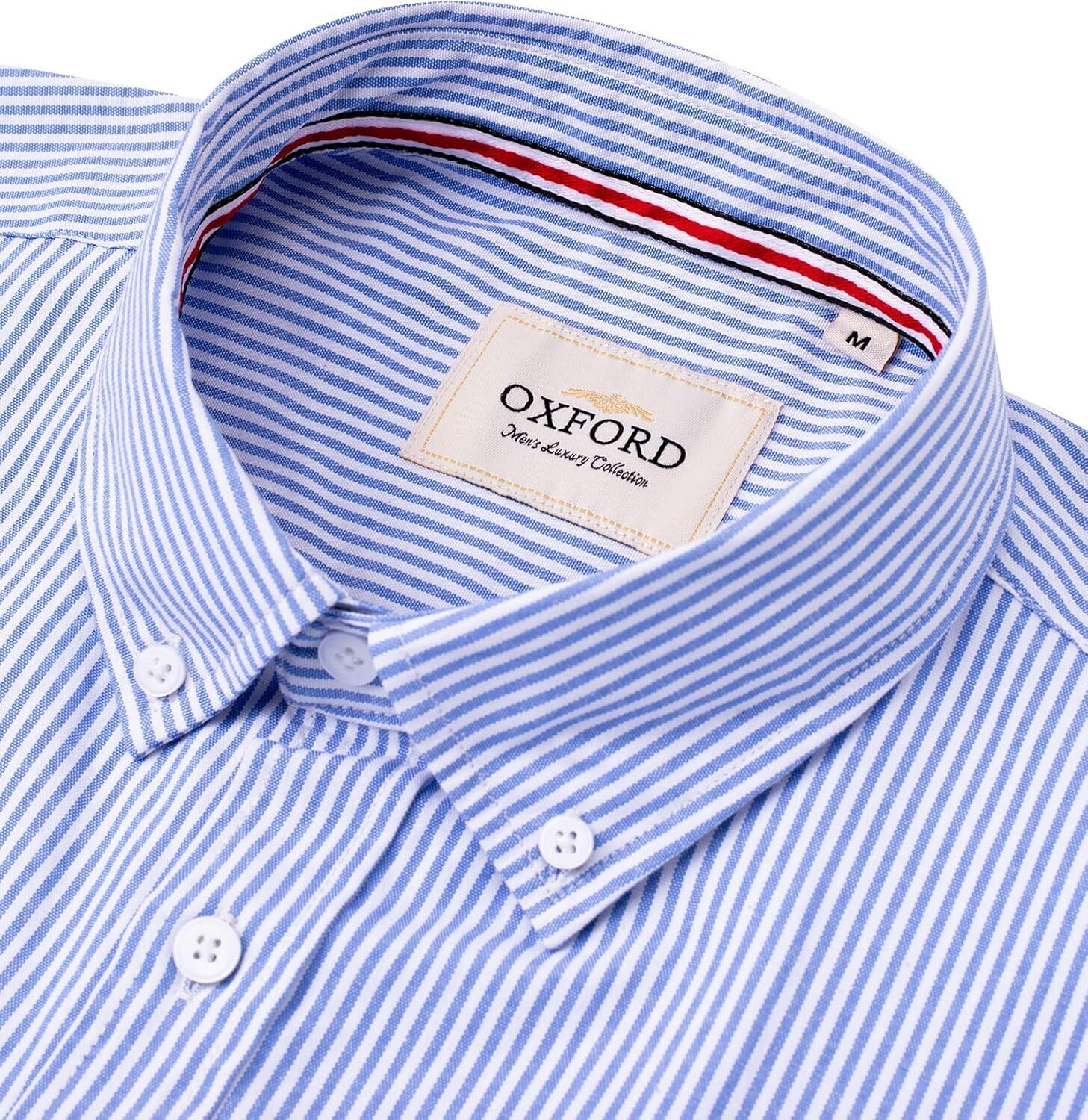Men's Oxford Button-Down Long Sleeve Work Casual Shirt with Pocket - Picture 138 of 241