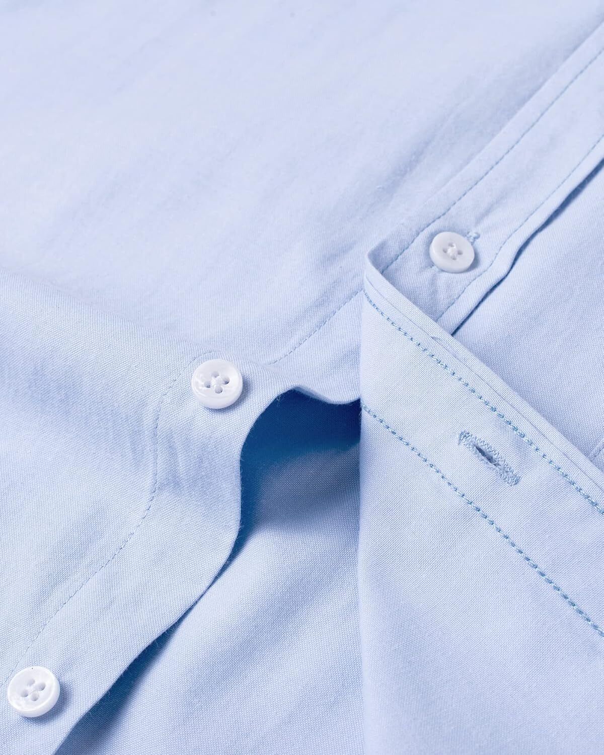 Men's Oxford Button-Down Long Sleeve Work Casual Shirt with Pocket - Picture 147 of 241