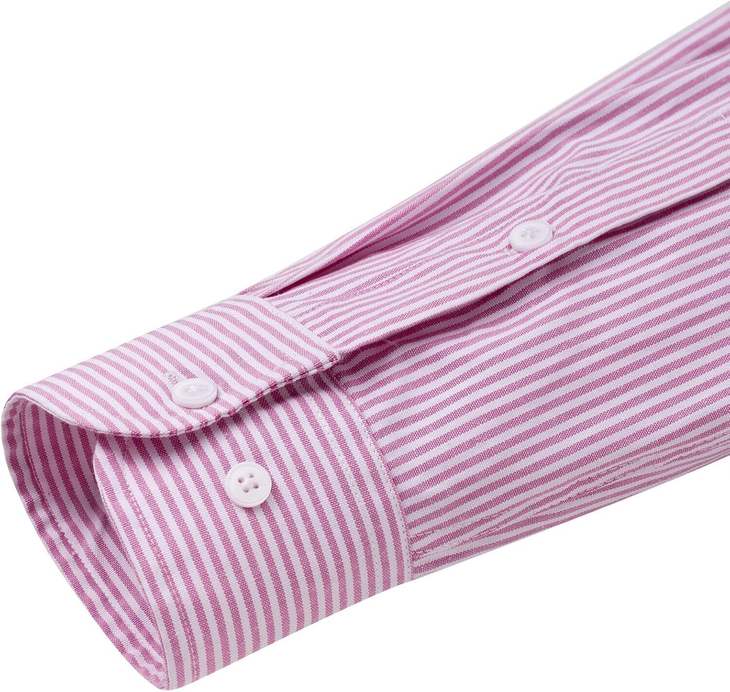 Men's Oxford Button-Down Long Sleeve Work Casual Shirt with Pocket - Picture 163 of 241