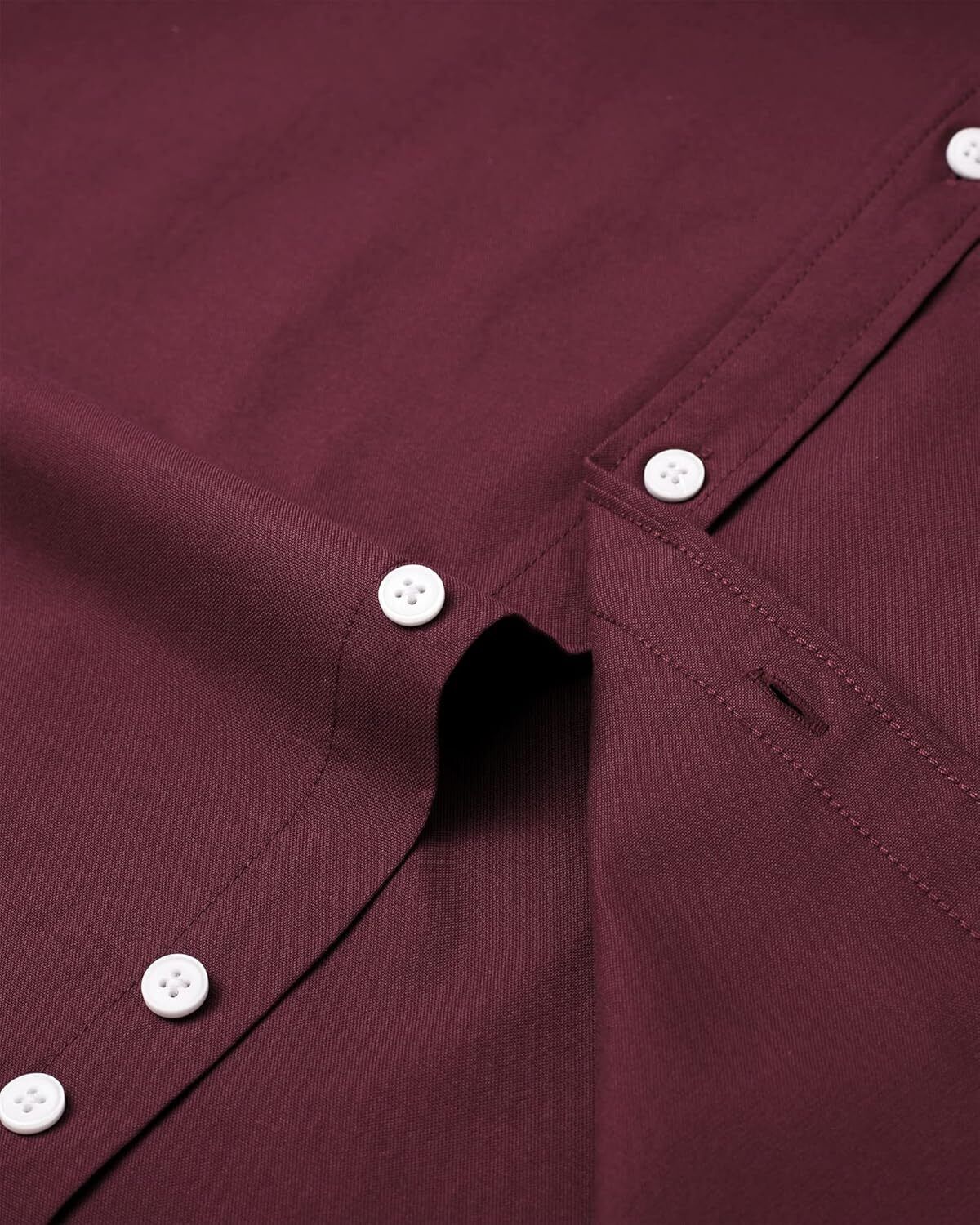 Men's Oxford Button-Down Long Sleeve Work Casual Shirt with Pocket - Picture 169 of 241