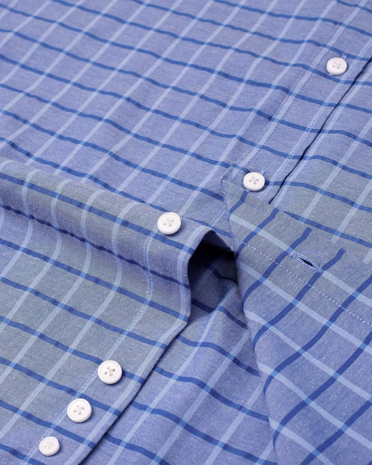 Men's Oxford Button-Down Long Sleeve Work Casual Shirt with Pocket - Picture 176 of 241