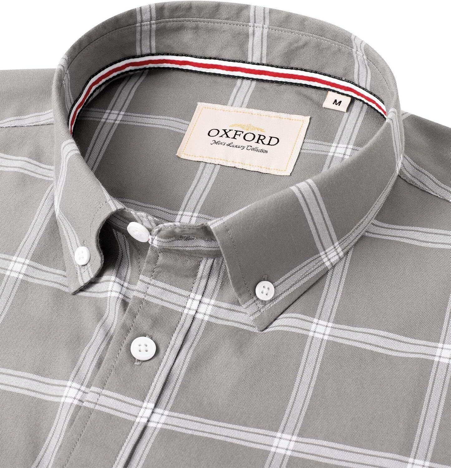 Men's Oxford Button-Down Long Sleeve Work Casual Shirt with Pocket - Picture 180 of 241