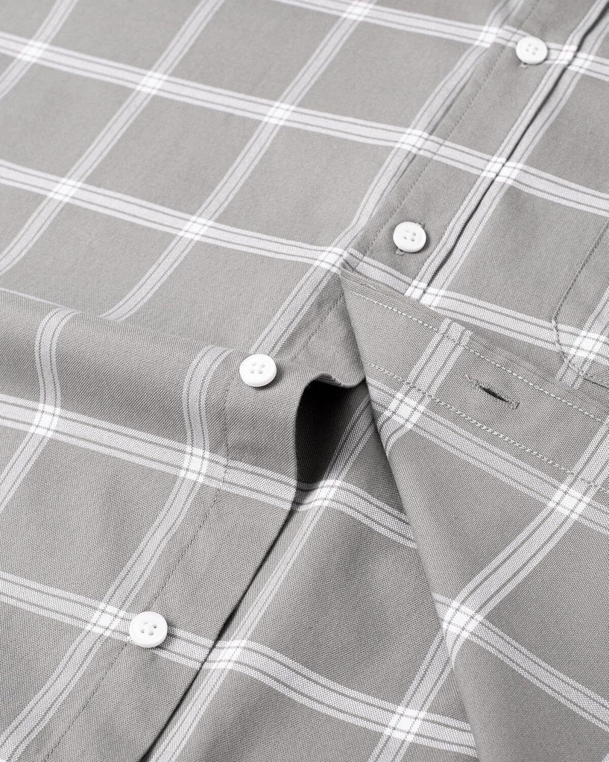 Men's Oxford Button-Down Long Sleeve Work Casual Shirt with Pocket - Picture 183 of 241