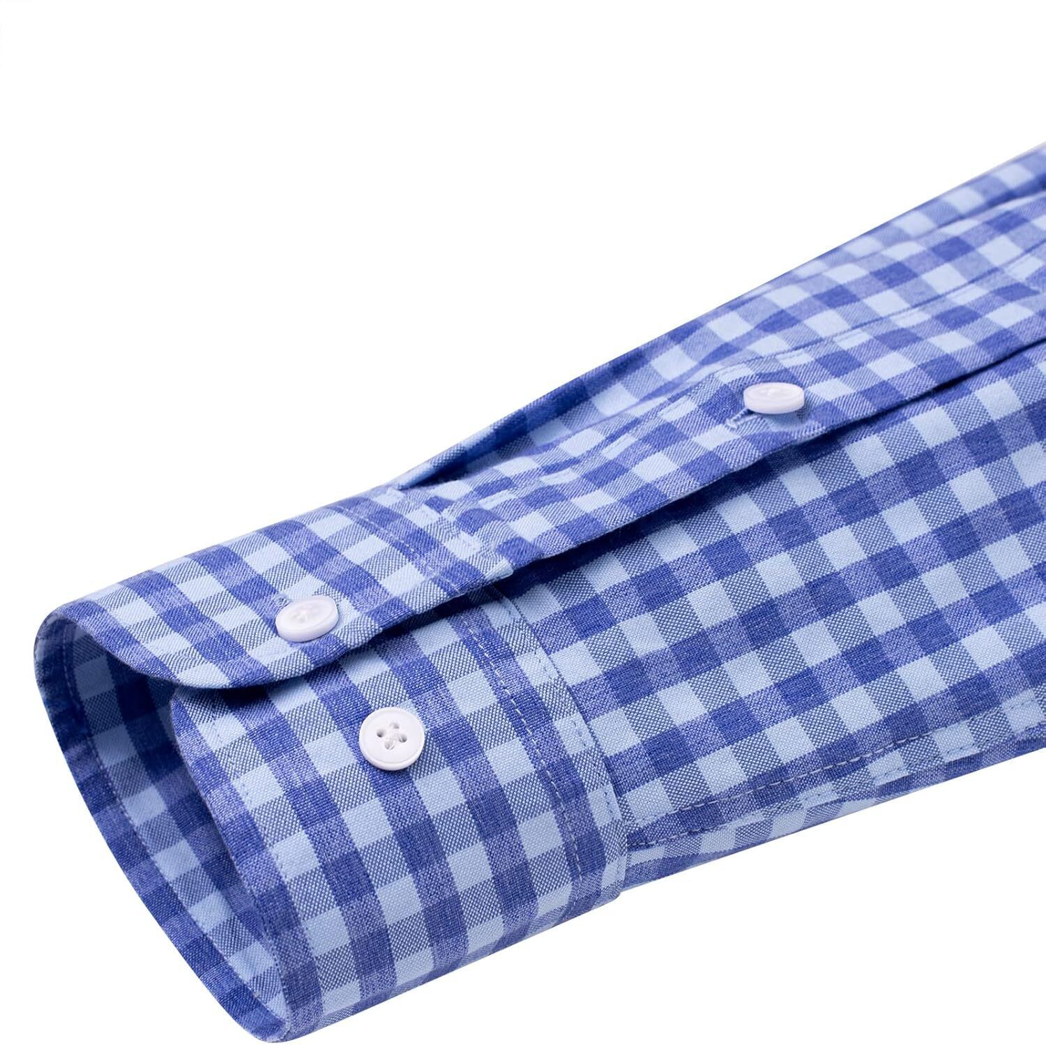 Men's Oxford Button-Down Long Sleeve Work Casual Shirt with Pocket - Picture 191 of 241