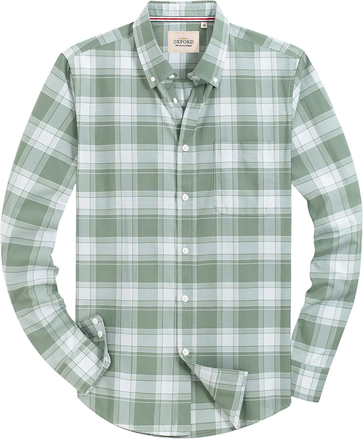 Men's Oxford Button-Down Long Sleeve Work Casual Shirt with Pocket - Picture 200 of 241