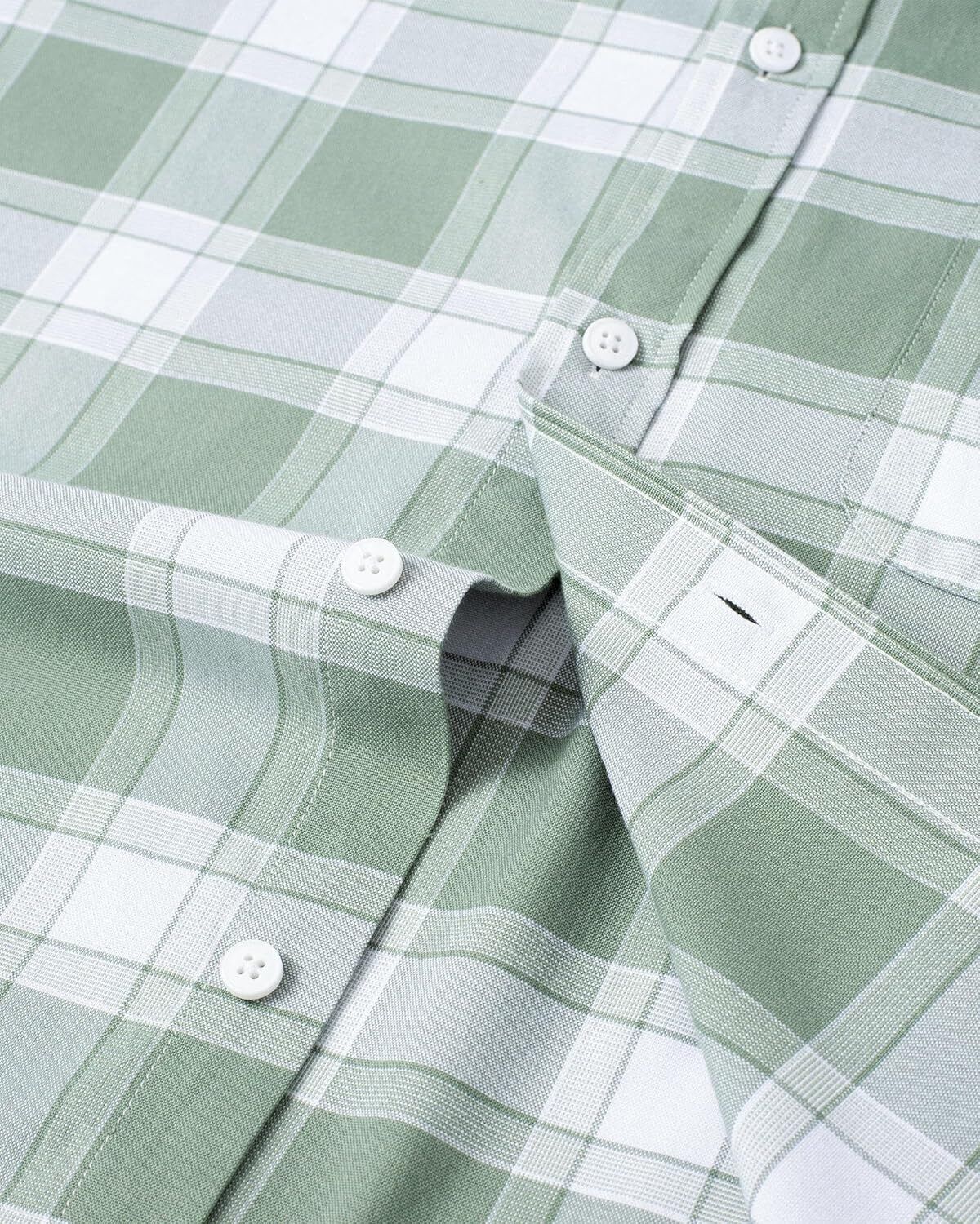 Men's Oxford Button-Down Long Sleeve Work Casual Shirt with Pocket - Picture 204 of 241