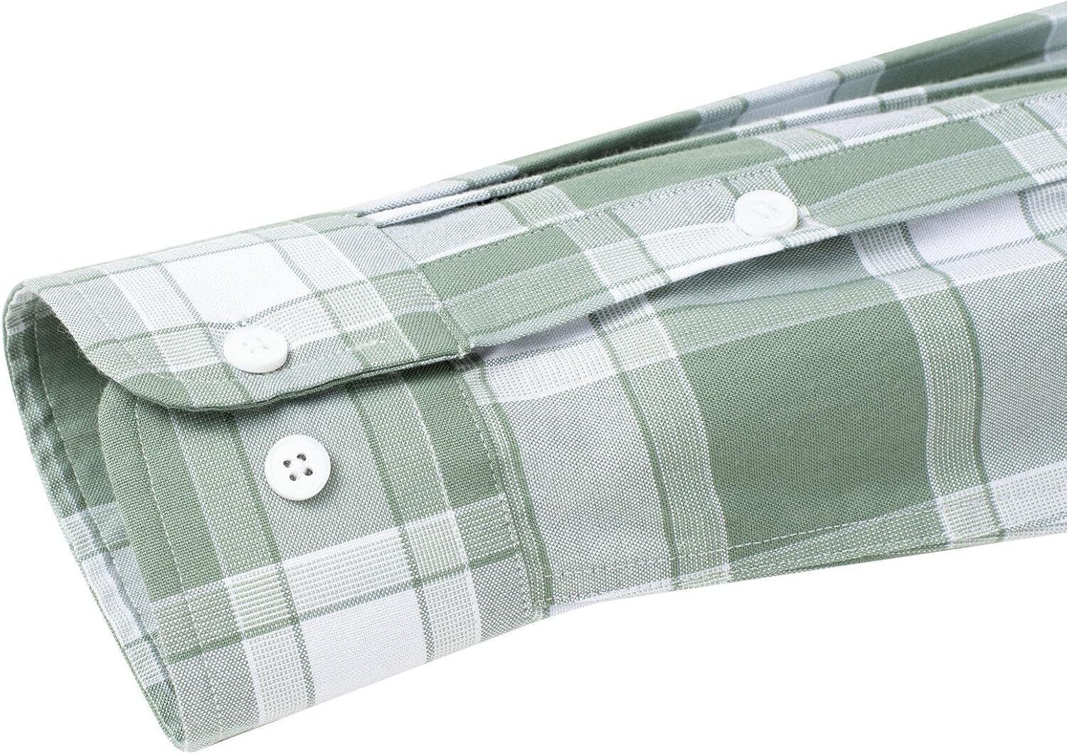 Men's Oxford Button-Down Long Sleeve Work Casual Shirt with Pocket - Picture 205 of 241