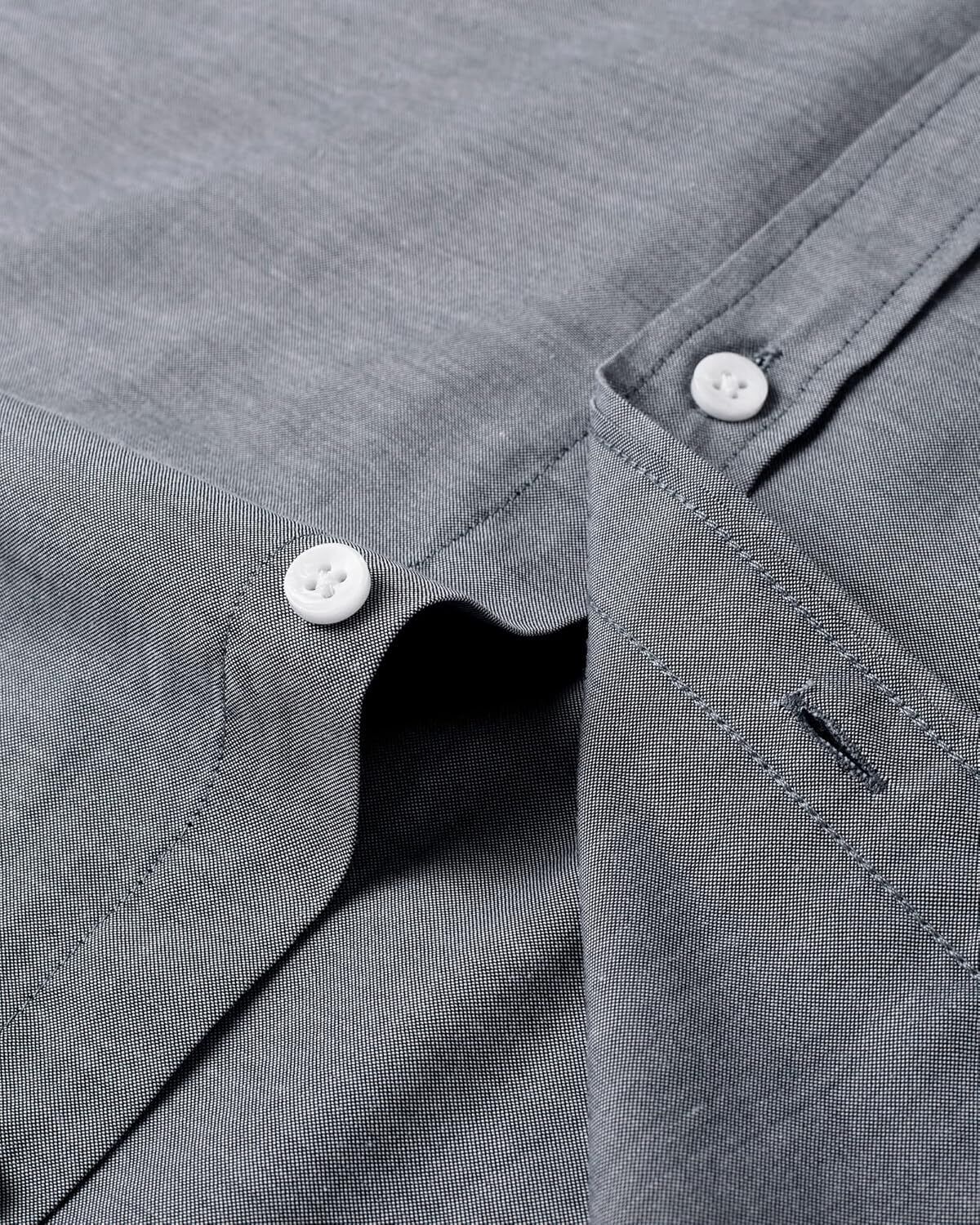Men's Oxford Button-Down Long Sleeve Work Casual Shirt with Pocket - Picture 218 of 241