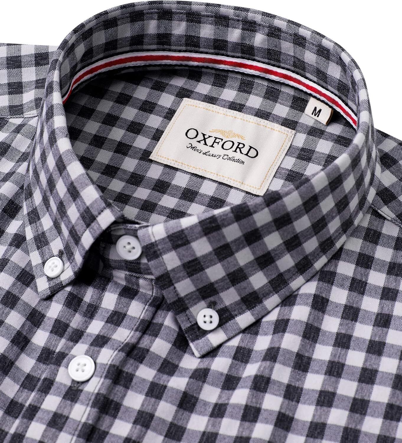 Men's Oxford Button-Down Long Sleeve Work Casual Shirt with Pocket - Picture 222 of 241