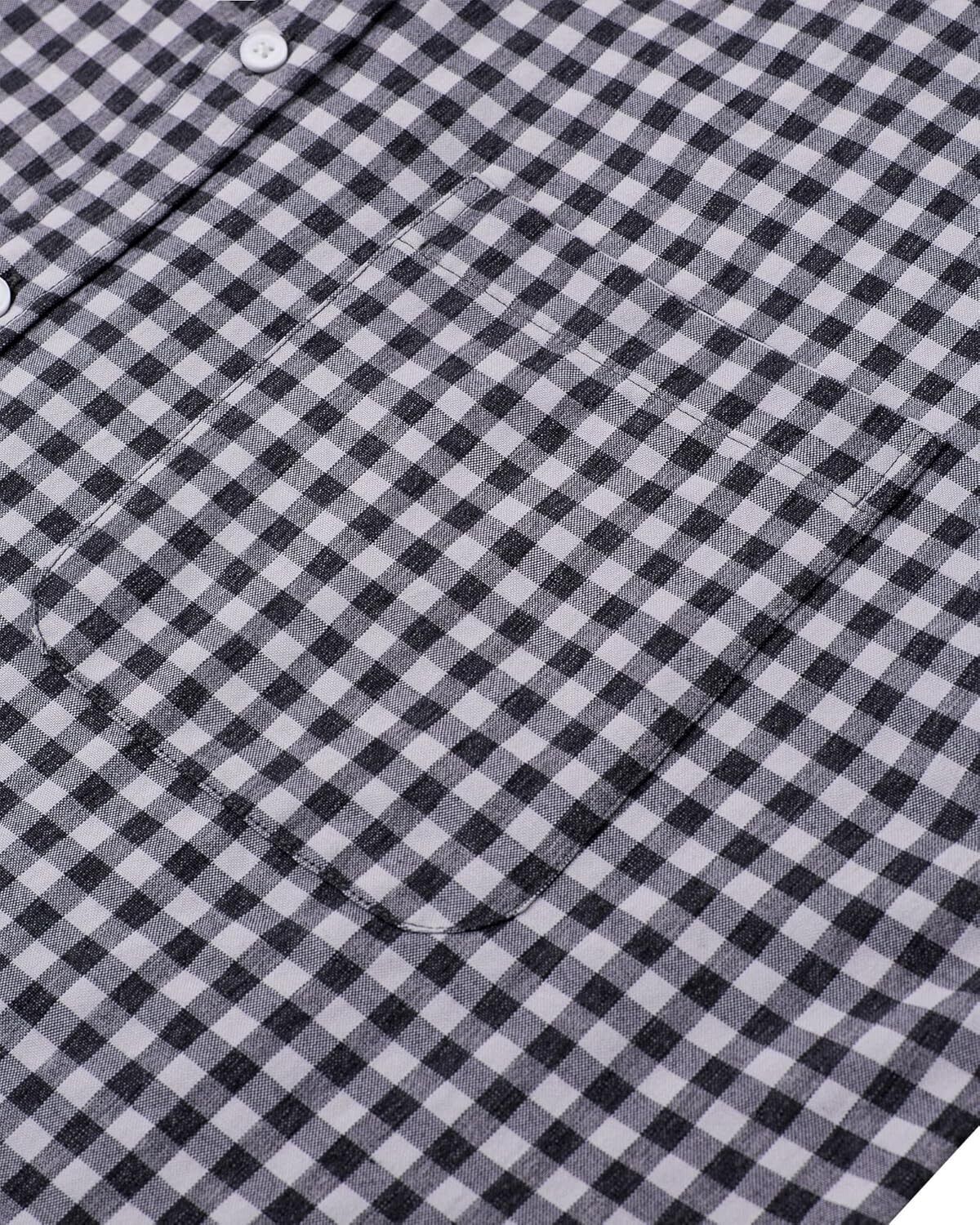 Men's Oxford Button-Down Long Sleeve Work Casual Shirt with Pocket - Picture 224 of 241