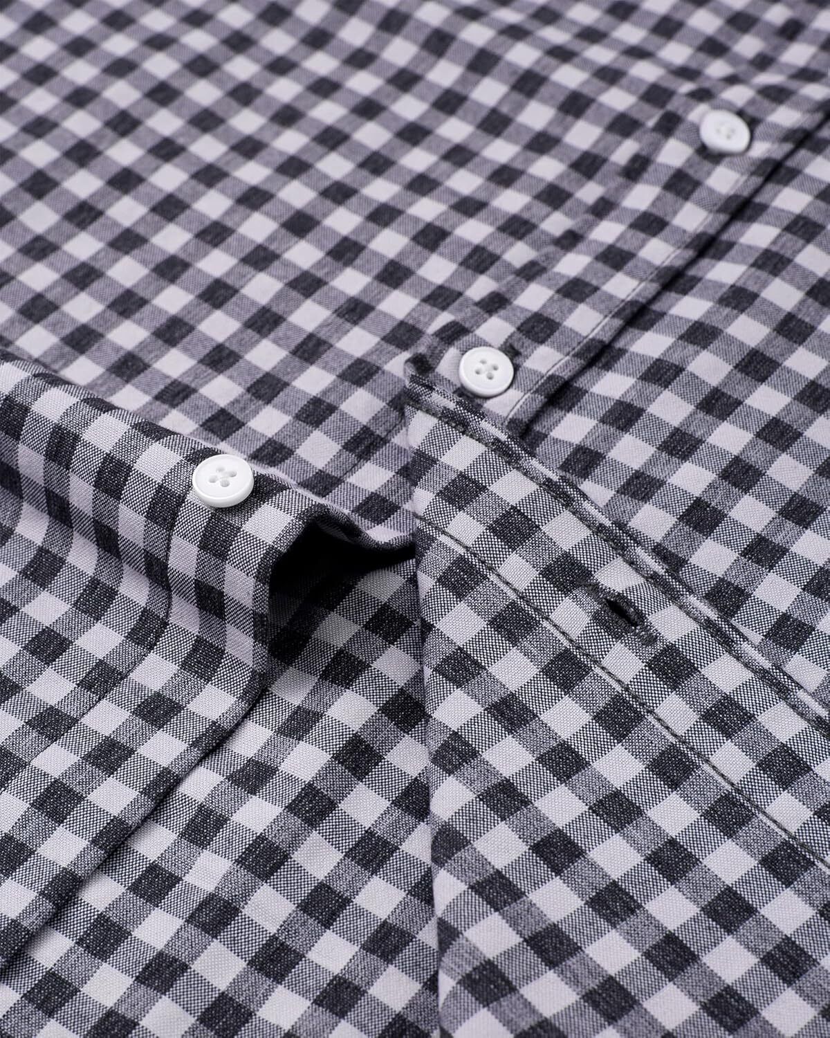 Men's Oxford Button-Down Long Sleeve Work Casual Shirt with Pocket - Picture 225 of 241