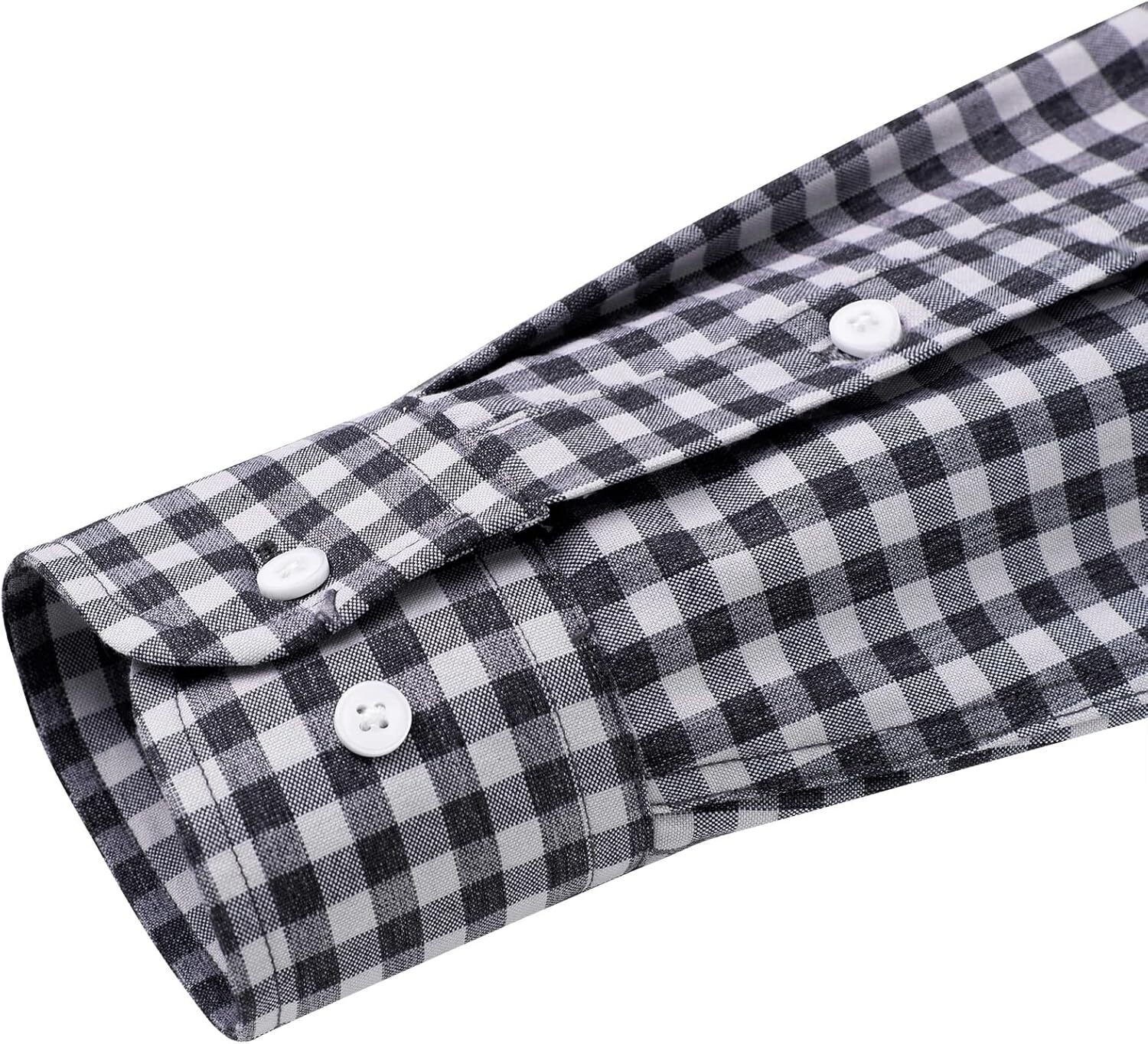 Men's Oxford Button-Down Long Sleeve Work Casual Shirt with Pocket - Picture 226 of 241