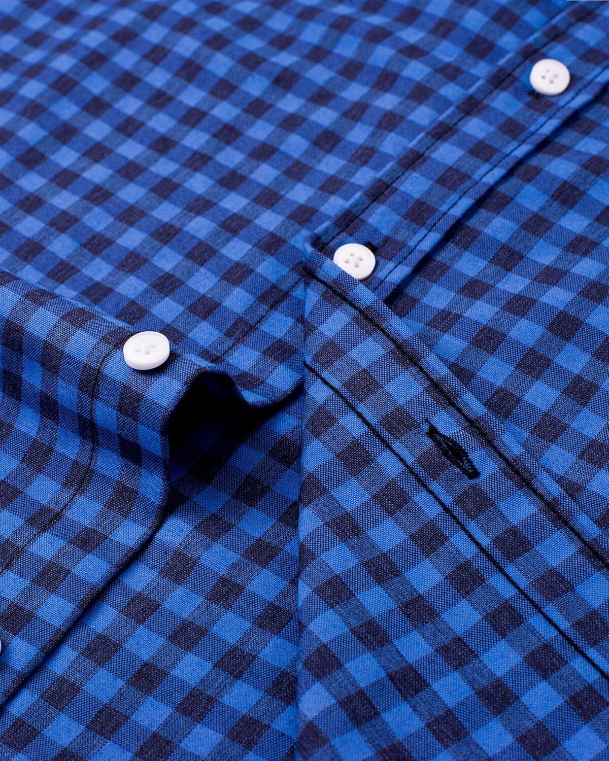 Men's Oxford Button-Down Long Sleeve Work Casual Shirt with Pocket - Picture 232 of 241