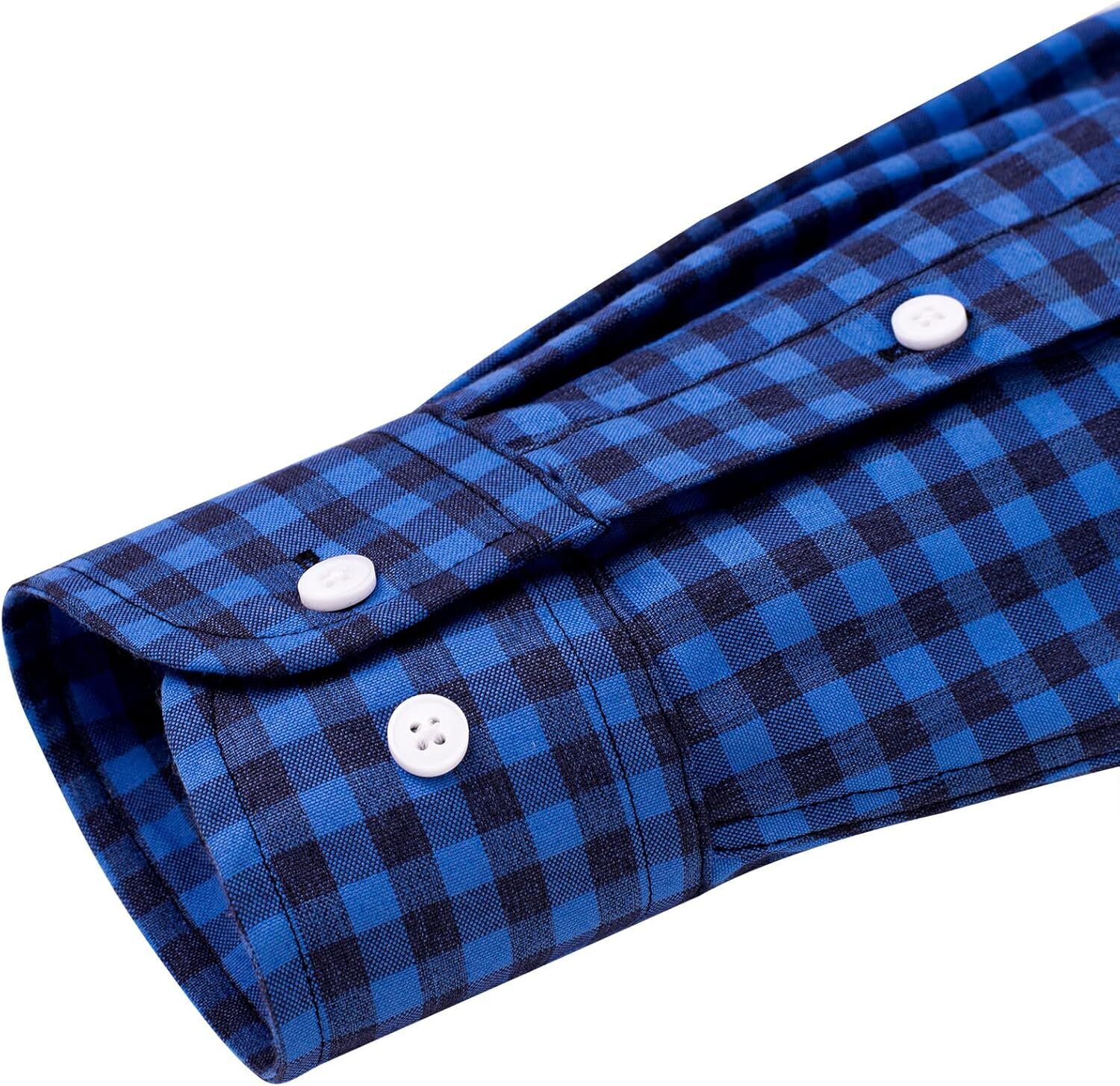 Men's Oxford Button-Down Long Sleeve Work Casual Shirt with Pocket - Picture 233 of 241
